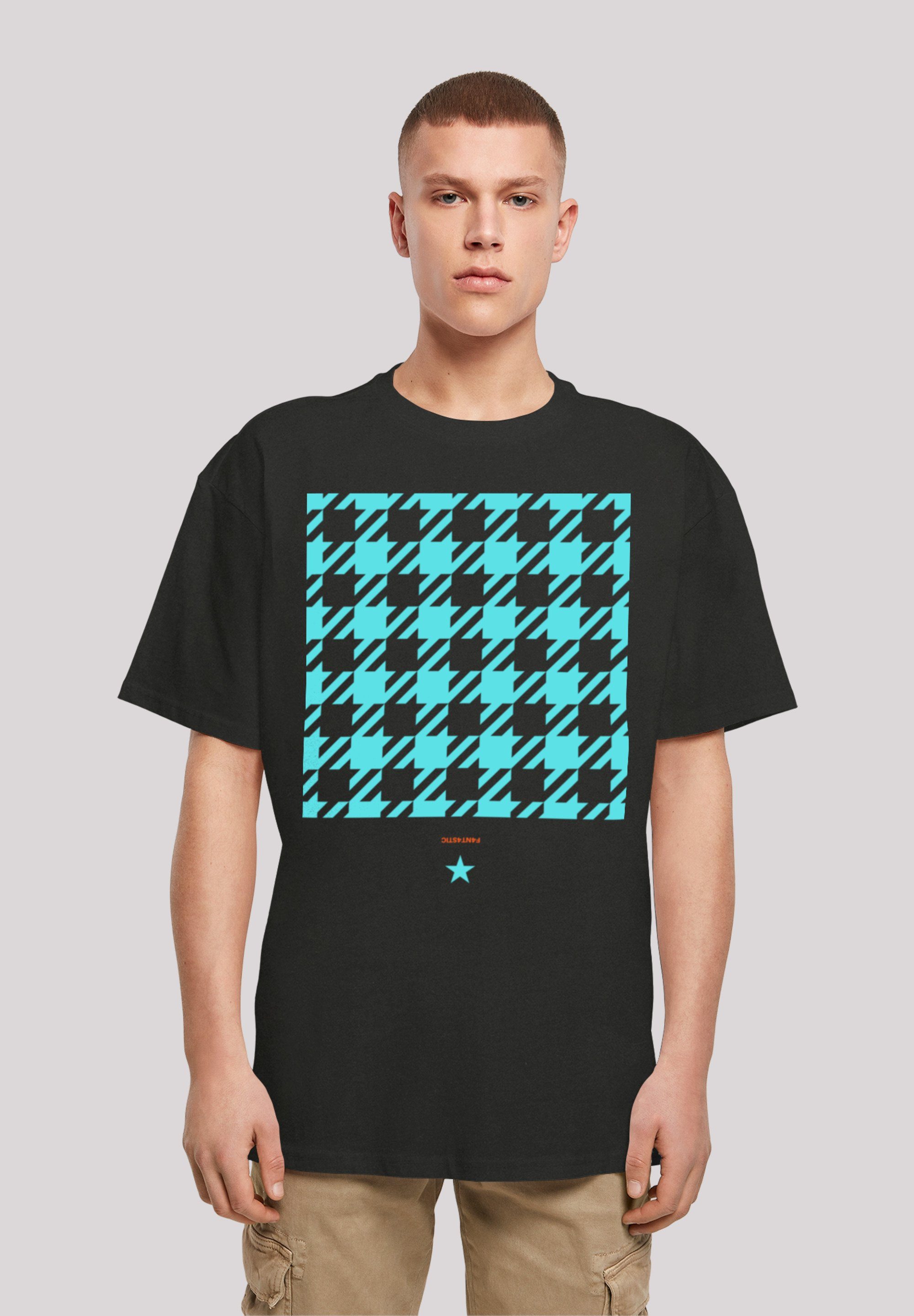 blau Karo T-Shirt Hahnentritt schwarz F4NT4STIC Print