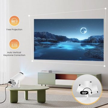 HIPPUS Auto Keystone Smart 5G WiFi Bluetooth Portabler Projektor (1920*1080 px, Outdoor-Filmprojektor kompatibel mit iOS, Android, TV Stick)