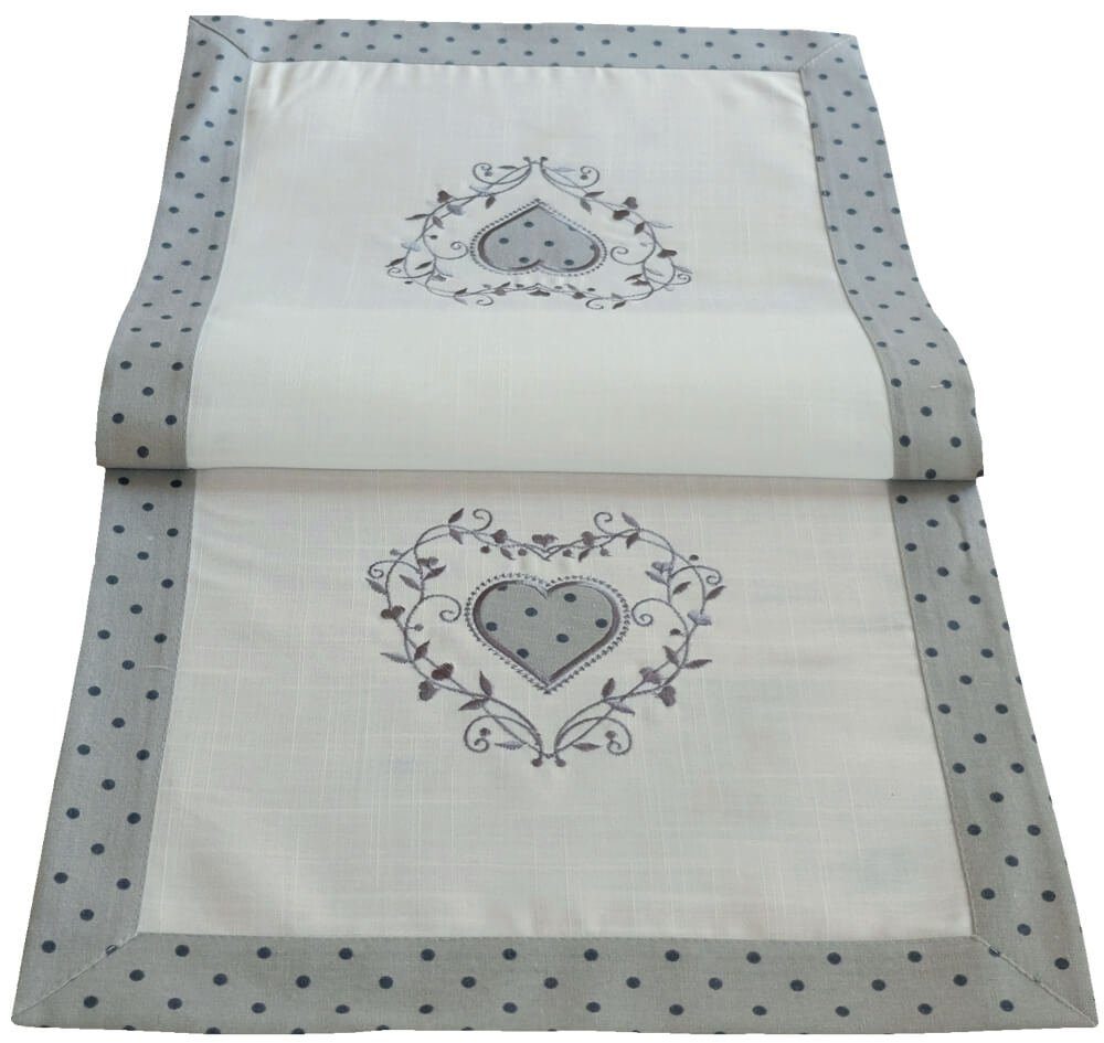 matches21 HOME & HOBBY Tischdecke Tischläufer Landhaus Stick Herz 40x90 cm günstig online kaufen