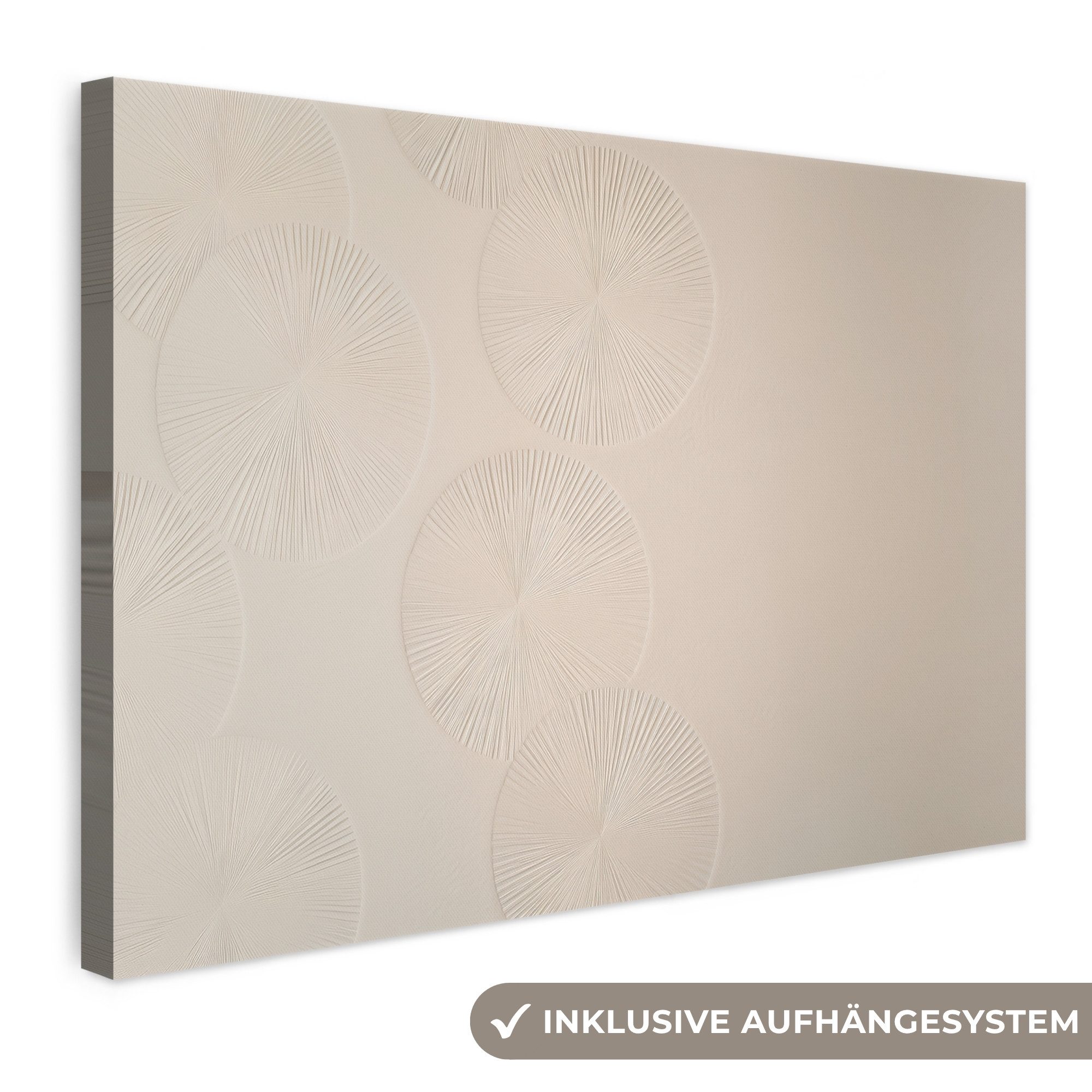 OneMillionCanvasses® Leinwandbild Japandi - Beige - Modern, Fotodruck (1 St), Leinwand Bilder Klein, Wand Dekoration Aesthetic 30x20 cm