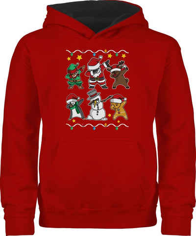 Shirtracer Hoodie »Dabbing Weihnachtsfiguren - weiß - Weihnachten Kleidung Kinder - Kinder Hoodie Kontrast« hoodys weihnachtlich - kinderpullover für mädchen weihnachtsmotiv