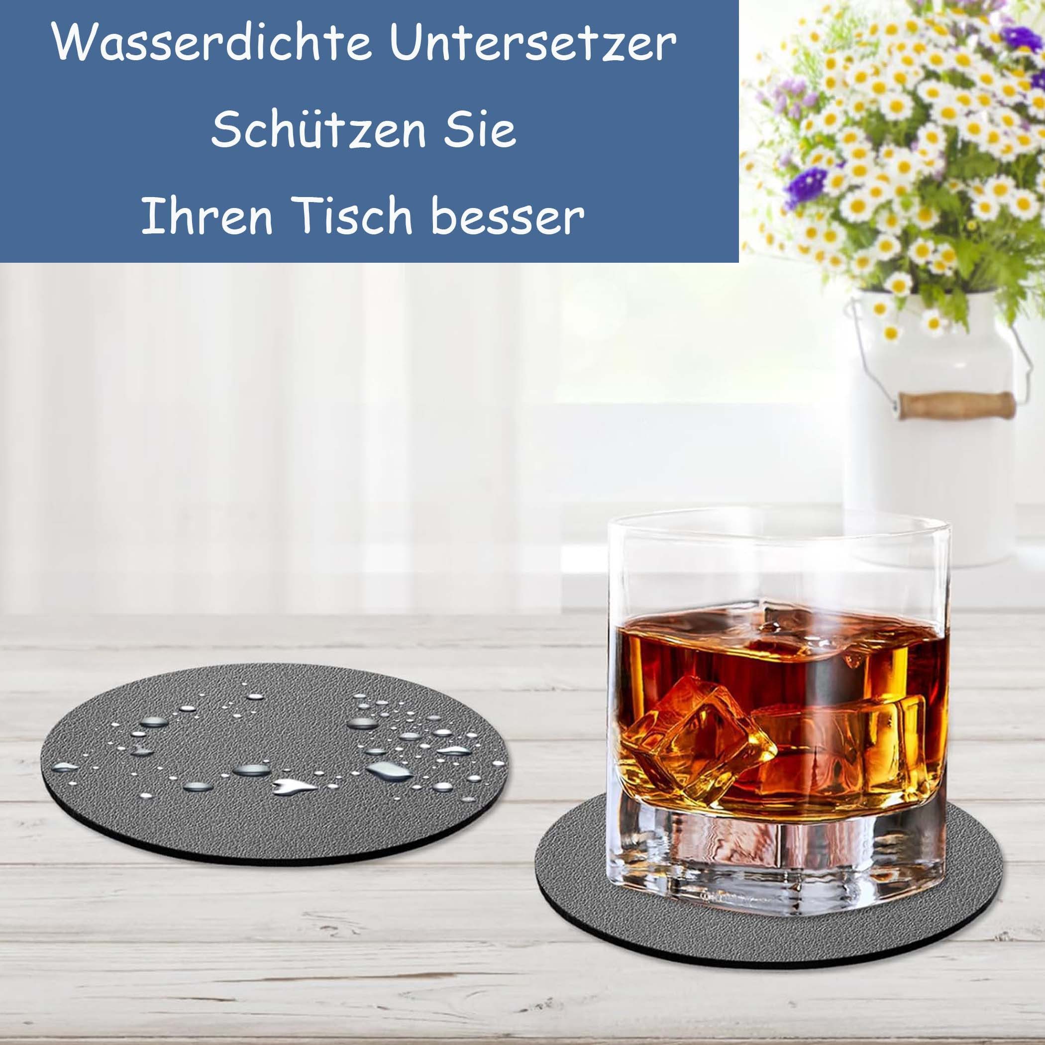 Diwzbyn Getränkeuntersetzer 12er Doppelseitigen Gläser Leder Untersetzer,Abwischbar – Bild 3 von 5