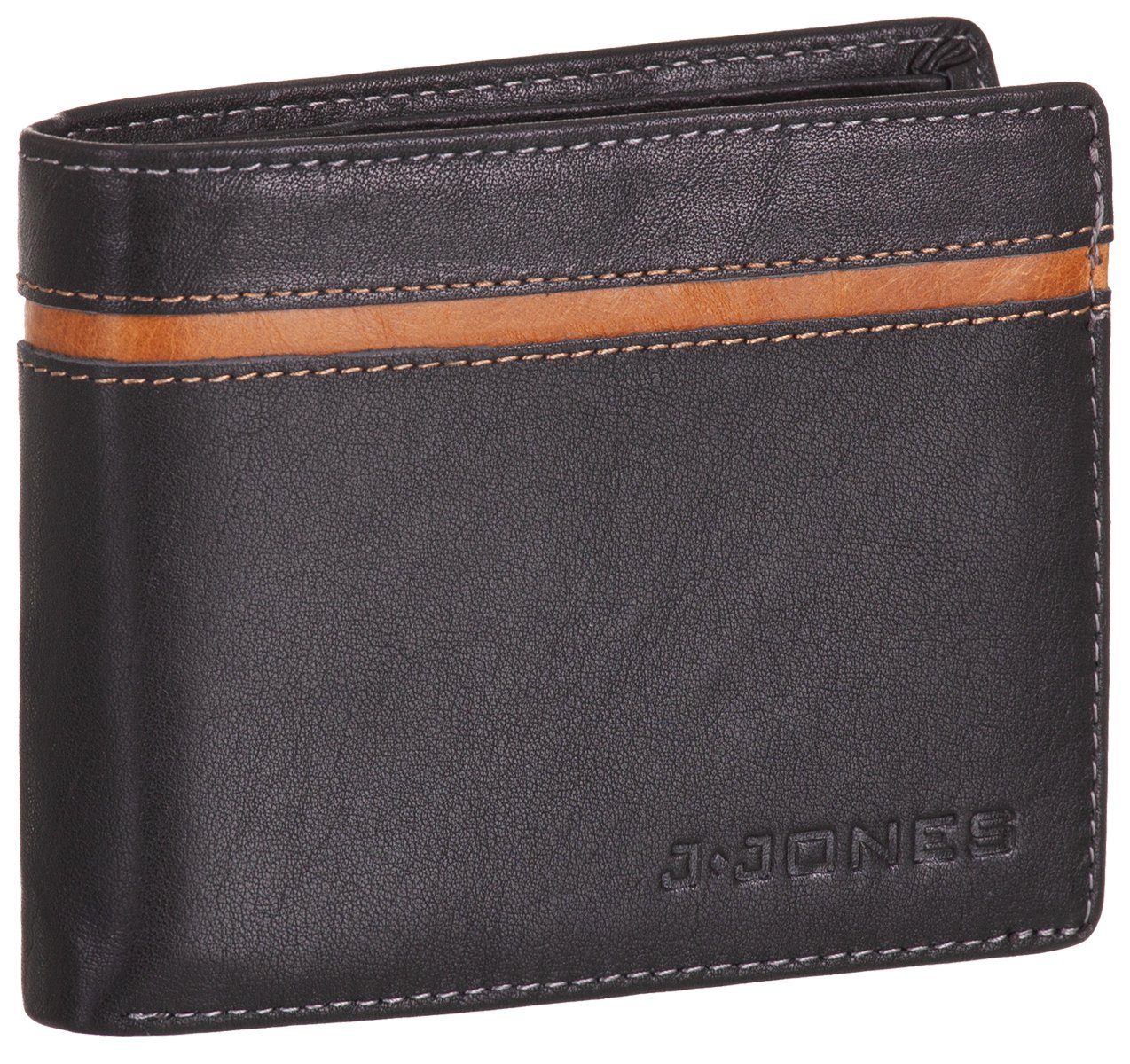 J.Jones Geldbörse, Geldbörse faltbar Echt Leder RFID-Schutz mit Münzfach Portemonnaie Geldbeutel schwarz-braun