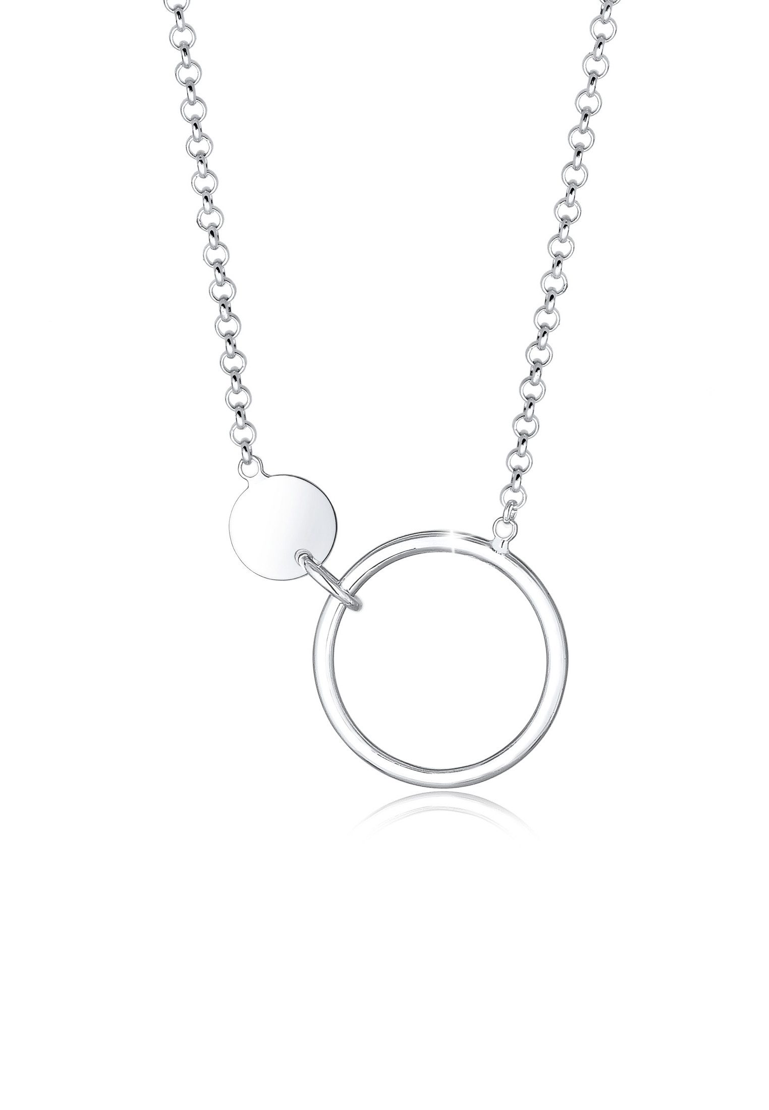 Elli Kette mit Anhänger Erbskette Kreis Plättchen Geo Design 925 Silber