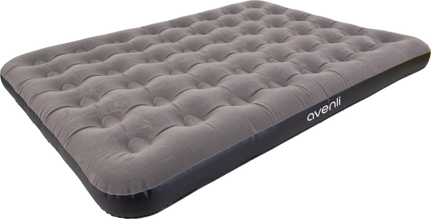 Avenli Luftmatratze Luftbett Camping für 2 Personen grau 203x152x22cm Queen-Size, (aufblasbar Ideal als Reisebett oder Isomatte, 1-St., für Indoor und Outdoor mit beflockter Oberfläche), Campingmatratze ohne Pumpe
