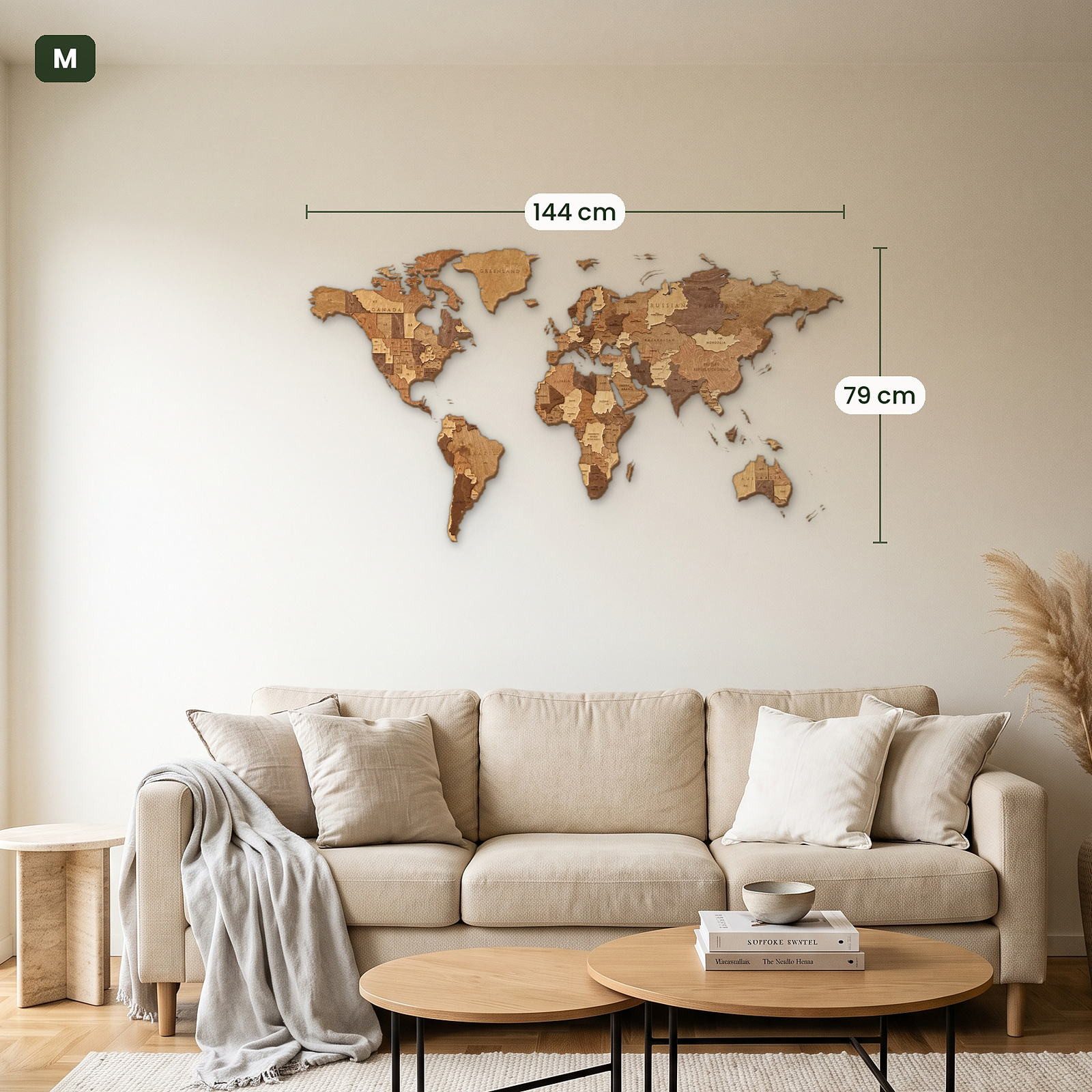 Eco Wood Art Wandbild Mehrfarbige Weltkarte Wandpuzzle aus Holz, Weltkarte