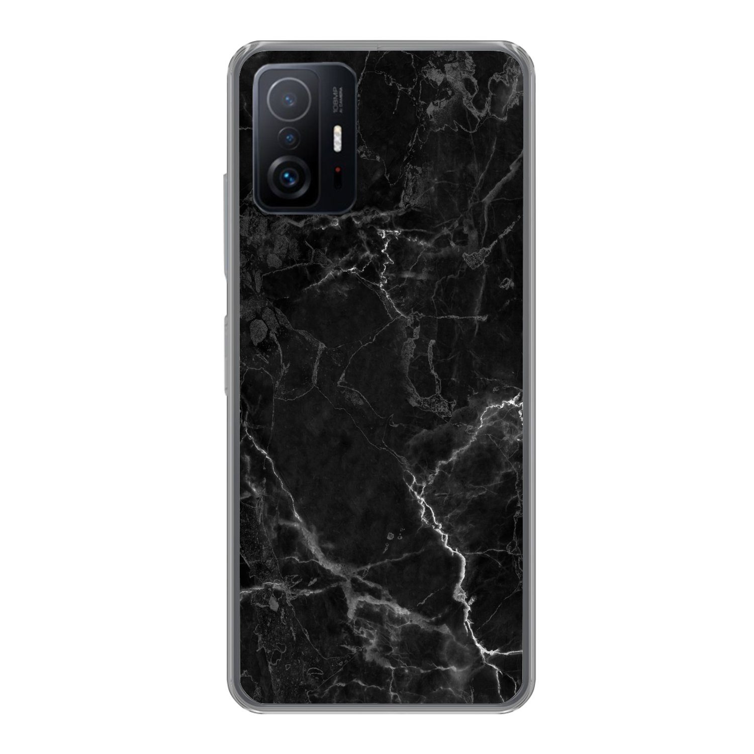 MuchoWow Handyhülle für Xiaomi 11T Pro Marmor - Schwarz - Weiß - Textur - Marmoroptik, Phone Case, Silikon, Schutzhülle Dünn