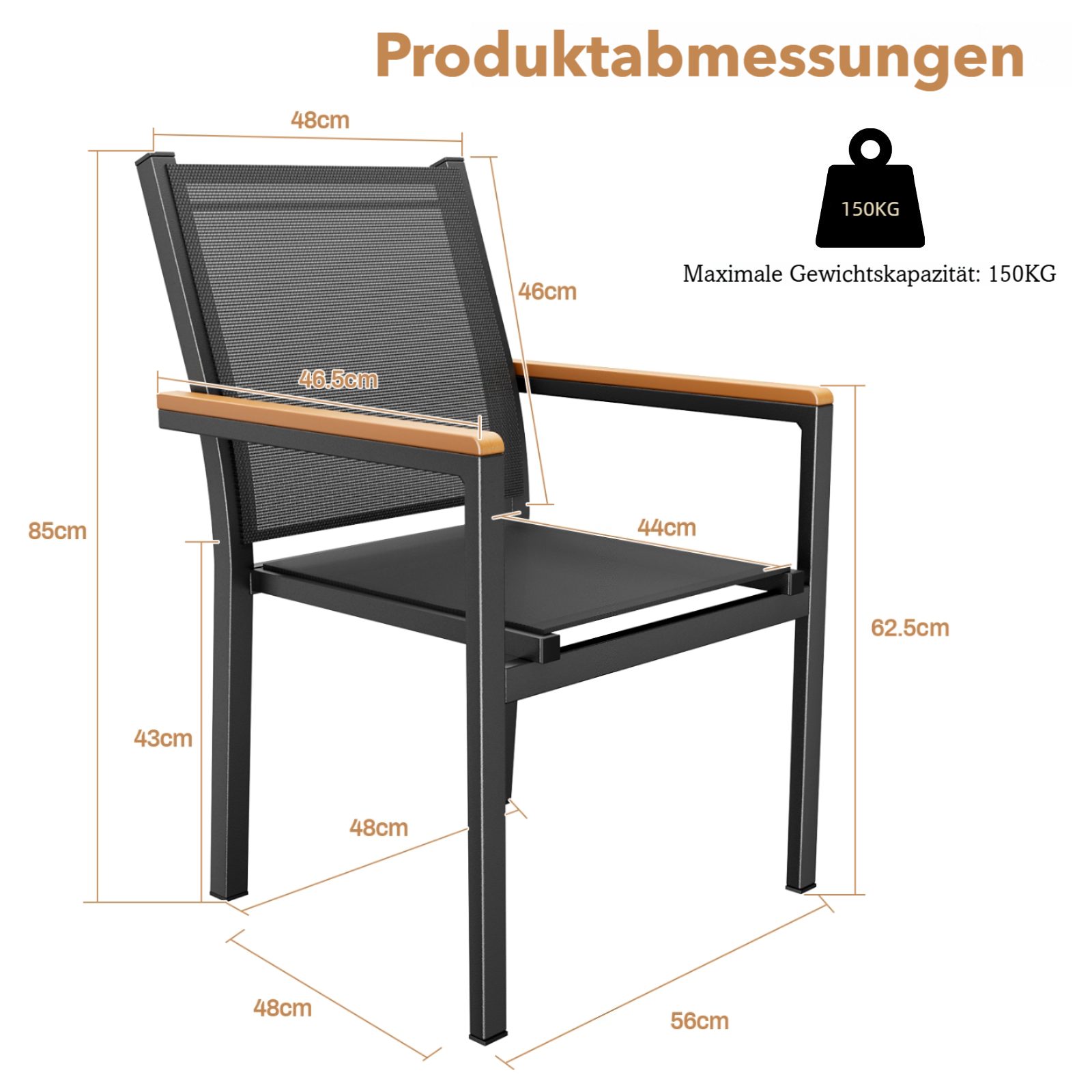 TLGREEN Gartenstuhl,(2/4er Set)Aluminium Outdoor-Stapelstuhl,Maximale Belas günstig online kaufen