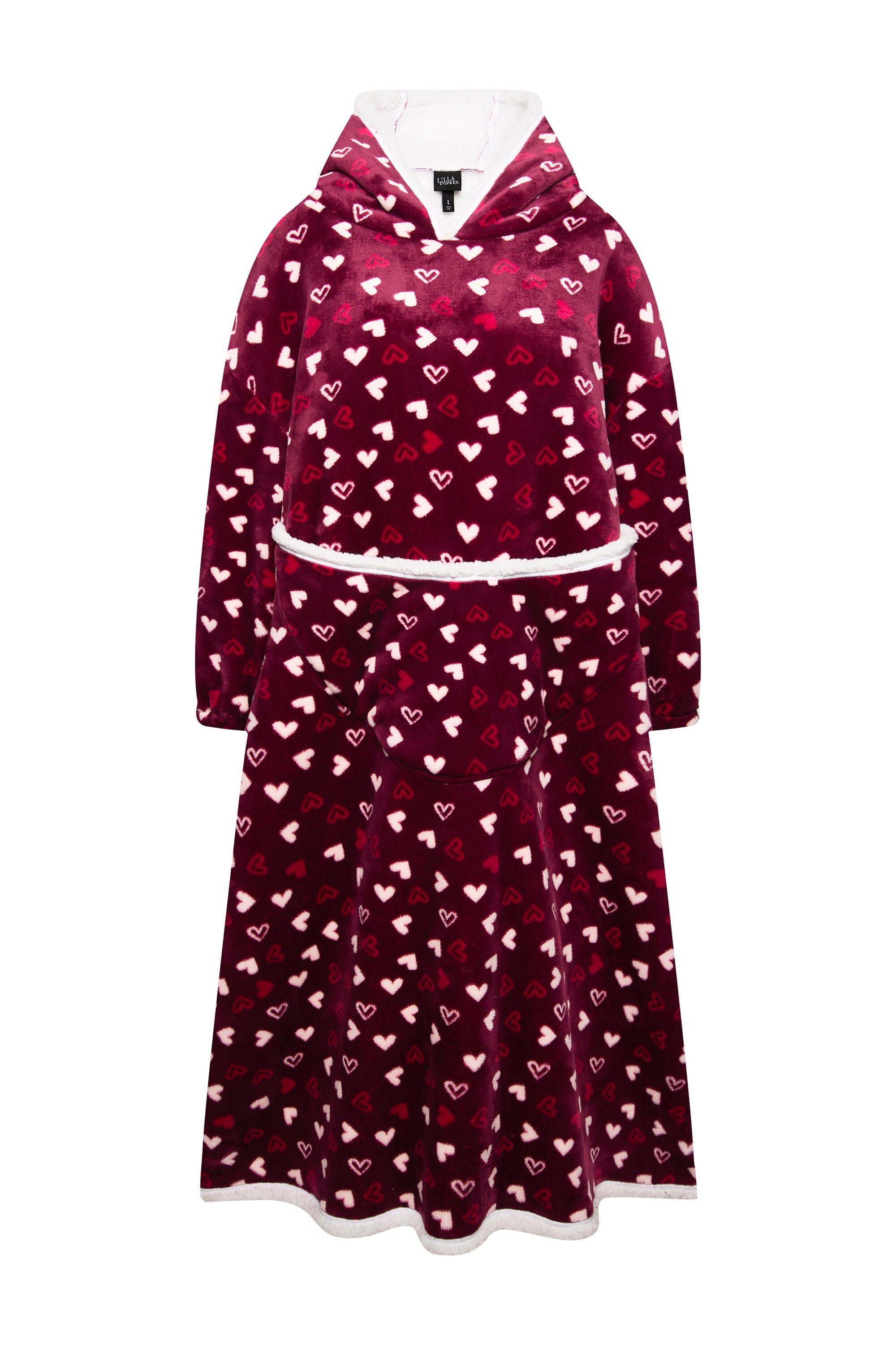 Ulla Popken Bademantel Loungewear-Poncho Plüsch Kapuze Langarm Tasche, Lang günstig online kaufen