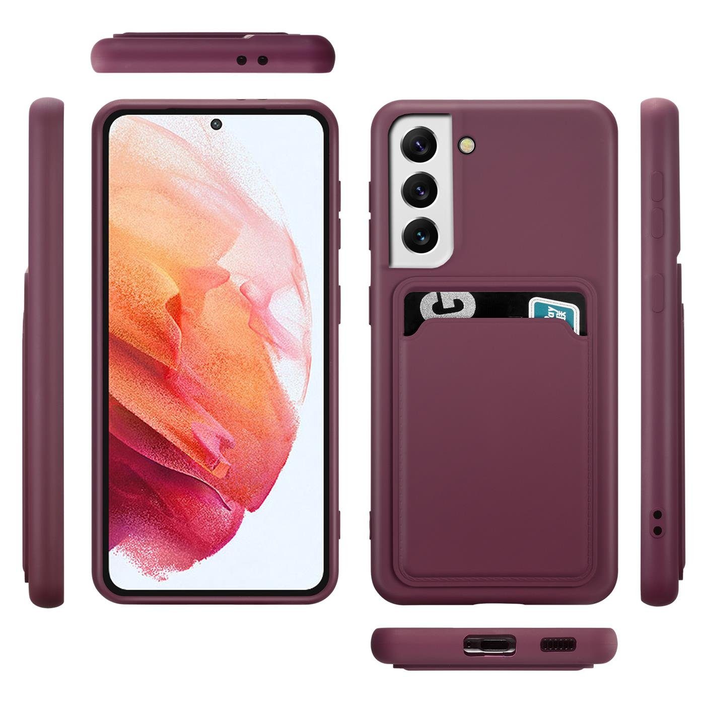 CoolGadget Handyhülle Schutzhülle mit Kartenfach für Samsung Galaxy S22 6,1 Zoll, Silikon Case Slim TPU Cover Tasche mit Aufbewahrung EC Karte Ausweis