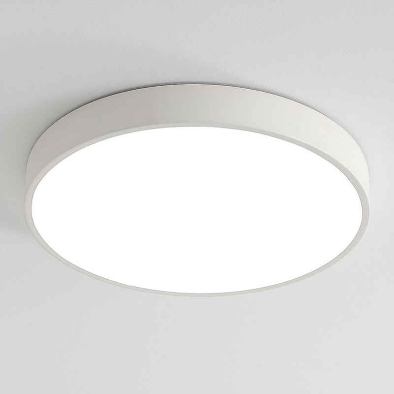 Natsen Deckenleuchte Runde LED Deckenlampe, 12W, LED fest integriert, Warmweiß 3000K, Schlafzimmer Lampe Küchenlampe 23x23x5 cm, Weiß