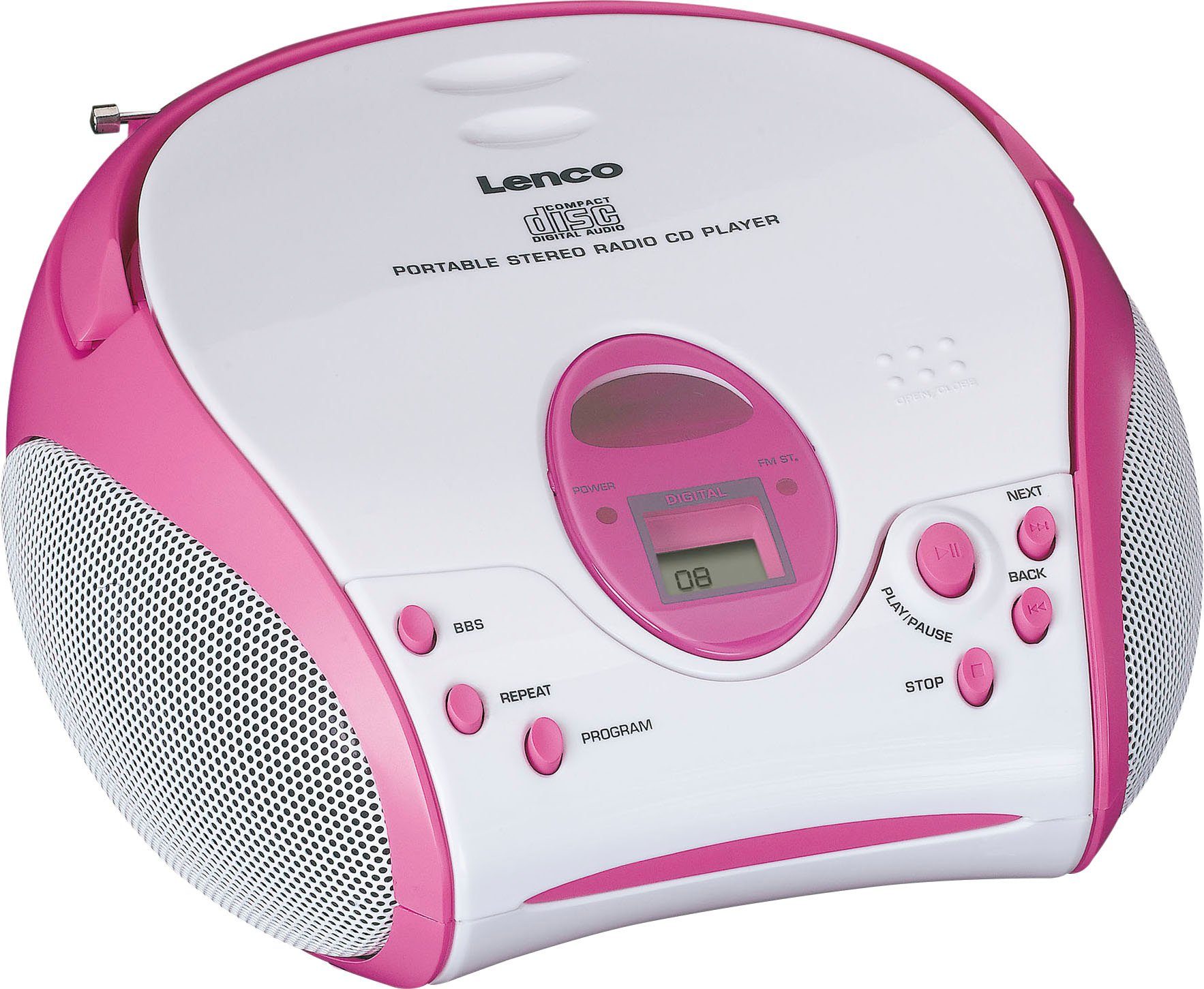 Boombox Weiß-Pink SCD-24 Lenco