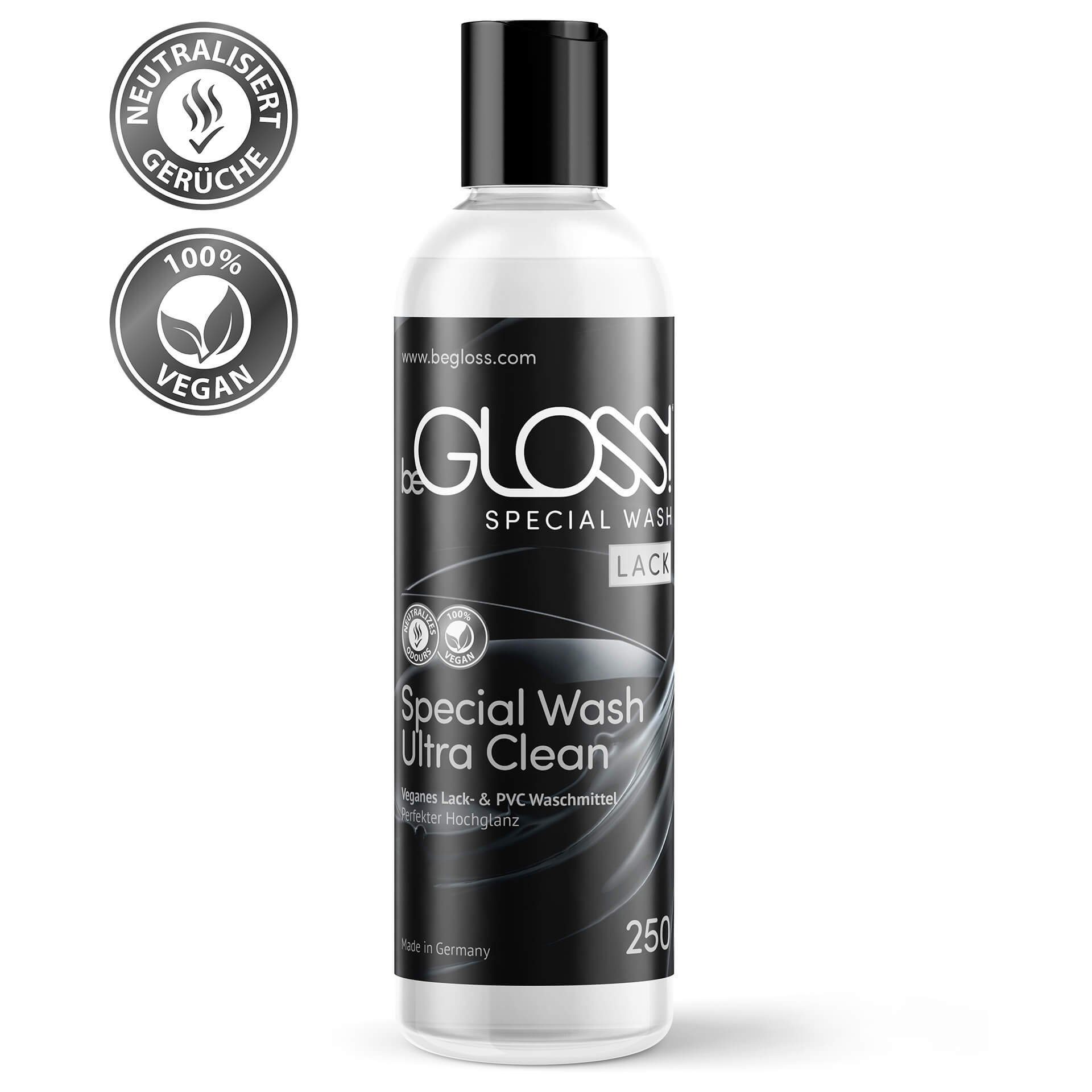 beGLOSS Lack & PVC Kleidung Waschmittel Pflege Reiniger Special Wash 250 ML Spezialwaschmittel