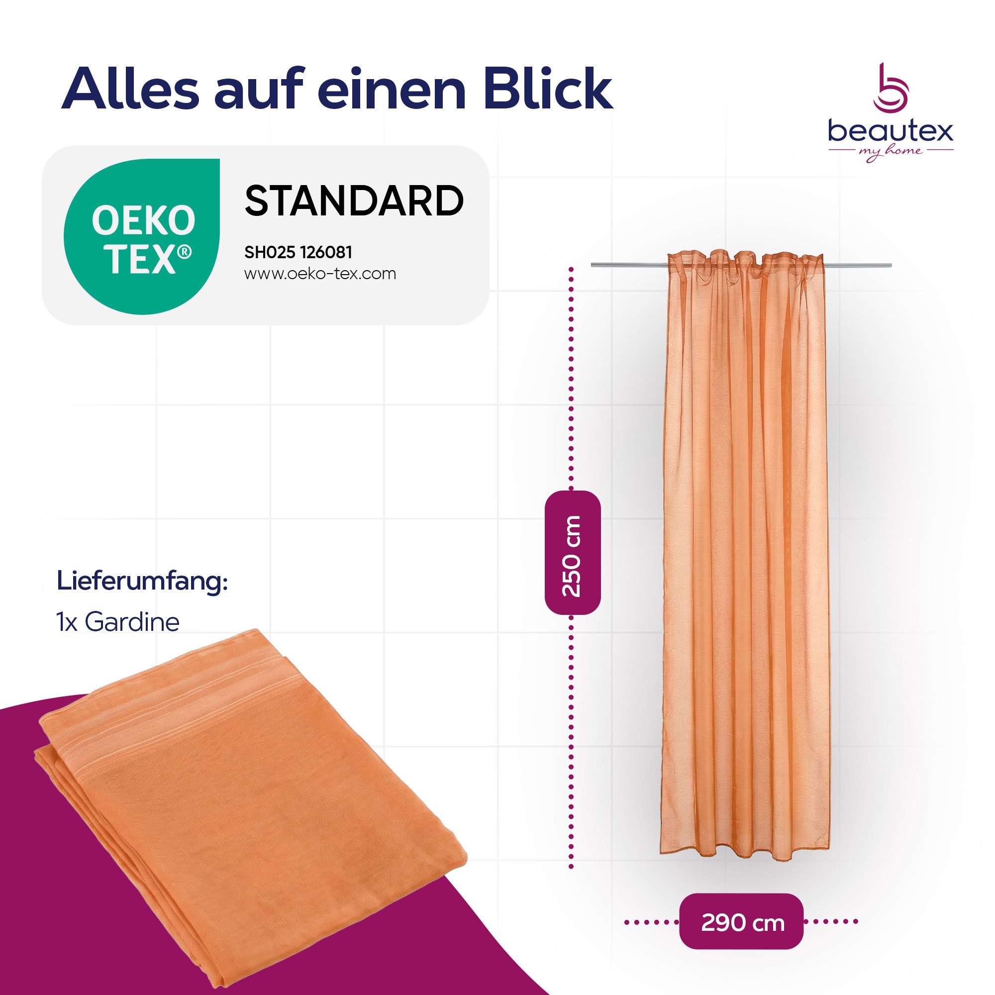Beautex Gardine transparent Dolly, wählbar mit Kräusel- und Ösen- Aufhängung (1 St), Kräuselband, transparent