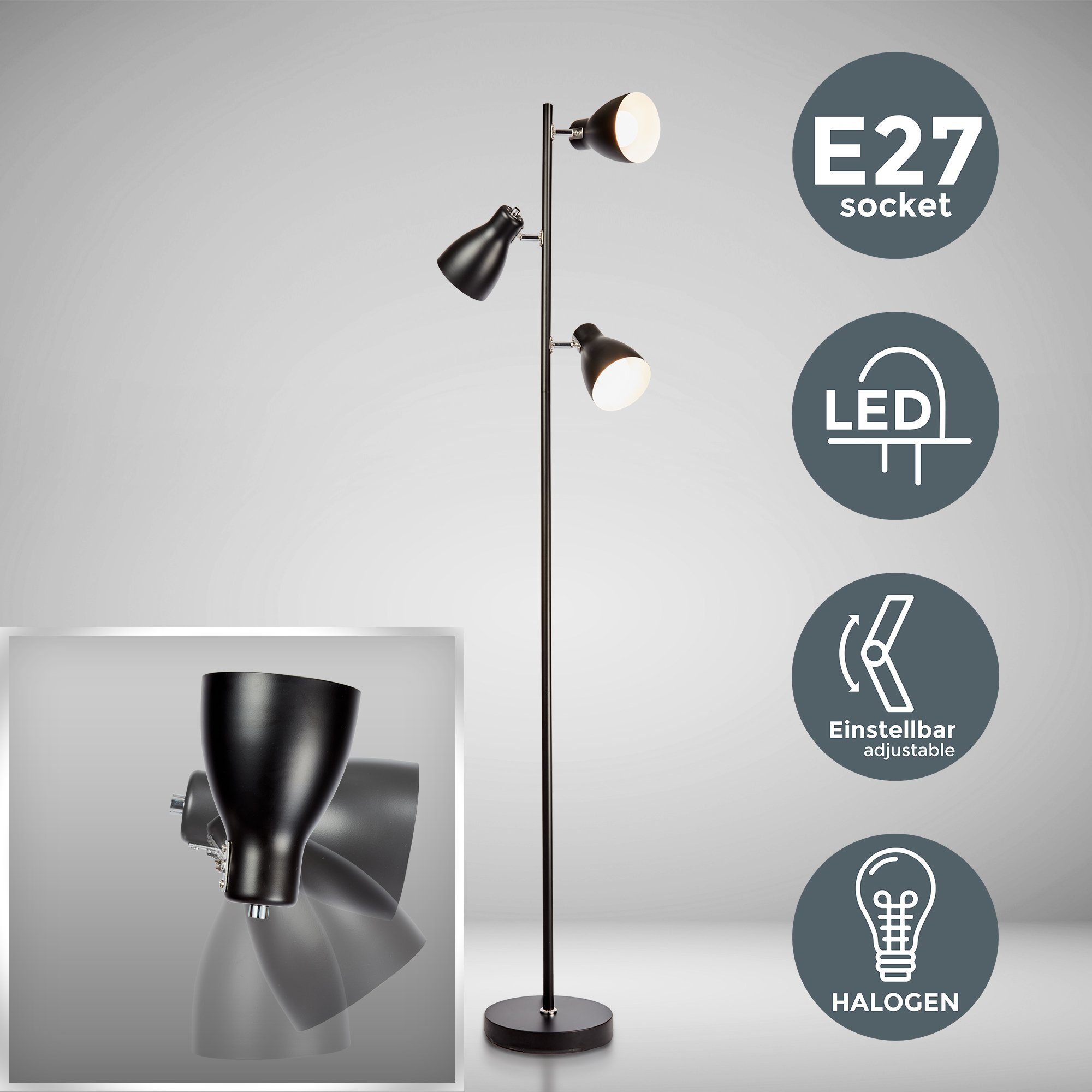 B.K.Licht Stehlampe, ohne Leuchtmittel, Stehleuchte, Metall, günstig online kaufen