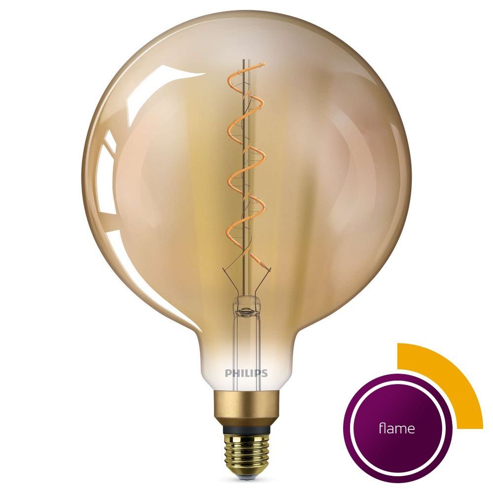 n.v, LED warmweiss -Giant klar Globe goldweiß, Lampe 25W, Philips ersetzt LED-Leuchtmittel E27 G200, Vintage,