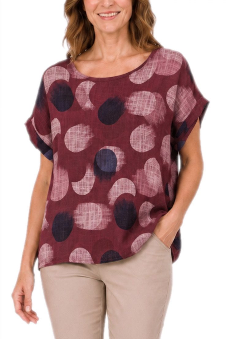 dy_mode Kurzarmbluse Kurzarm Bluse Baumwollshirt Damen Blusenshirt Elegantes Tunika Shirt