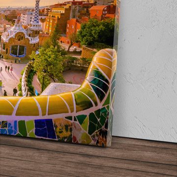 Sinus Art Leinwandbild 120x80cm Wandbild auf Leinwand Spanien Barcelona Hundertwasser Farbenf, (1 St)