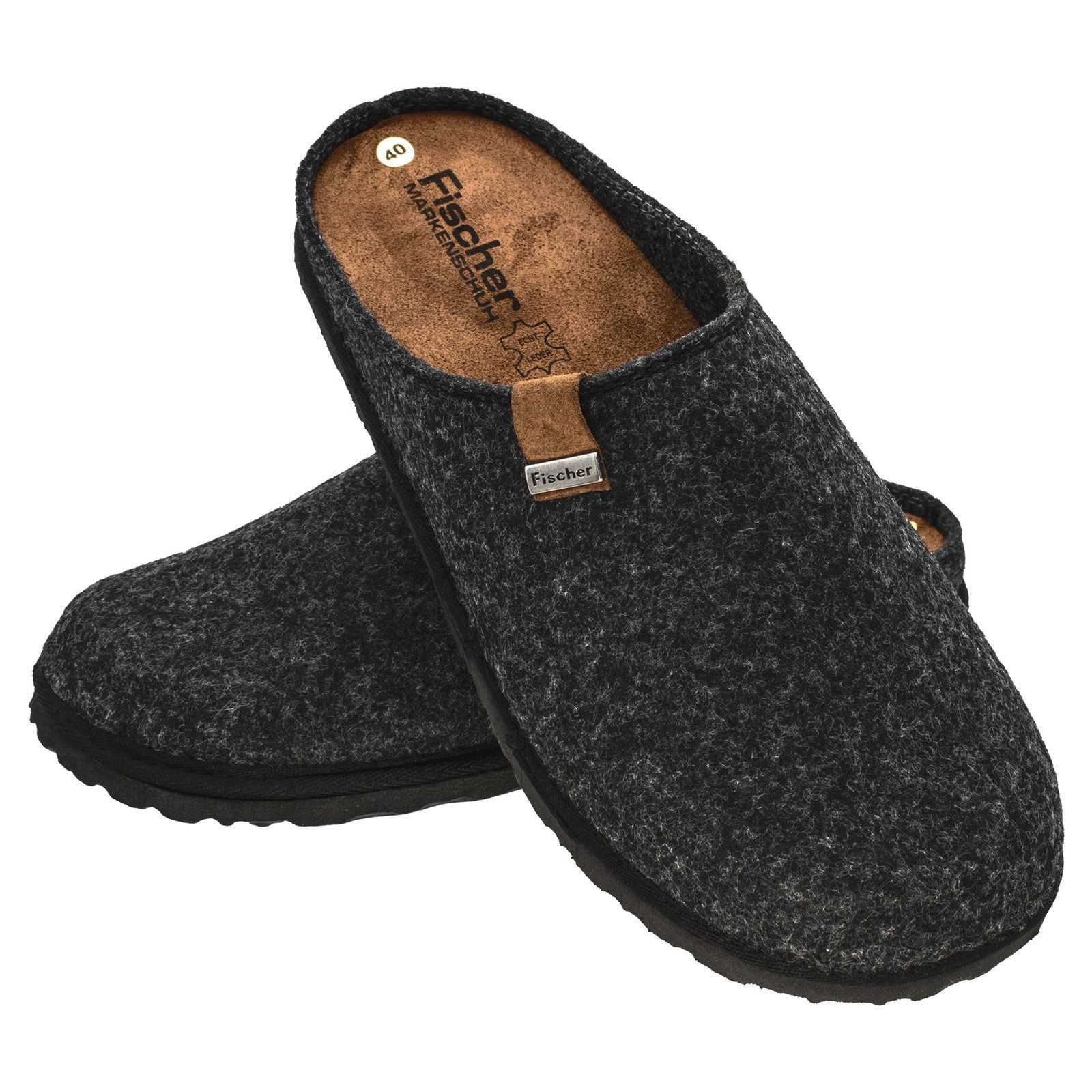 Fischer-Markenschuh Pantoffeln Helge Hausschuh mit herausnehmbarer Einlegesohle – Bild 4 von 5
