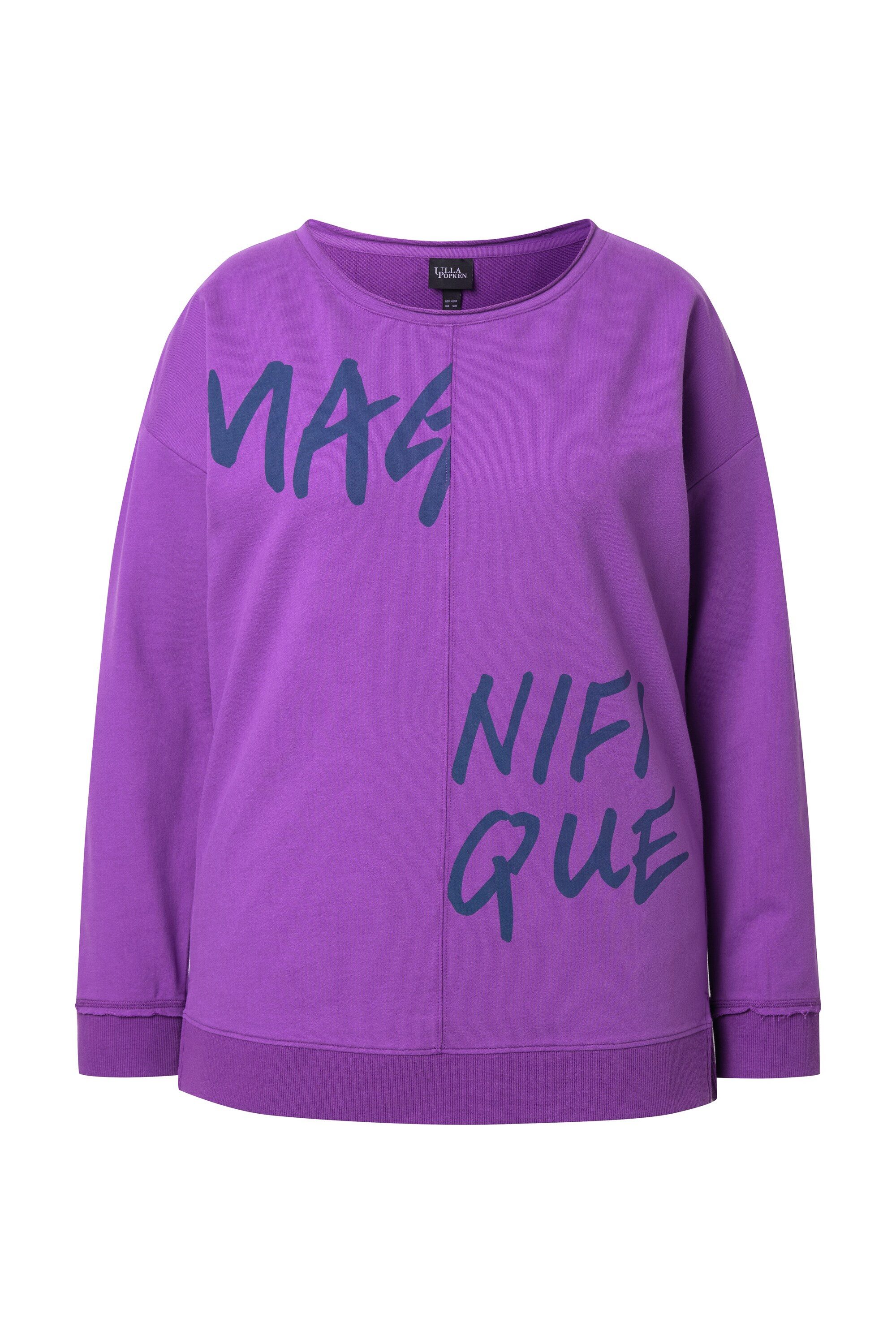 Ulla Popken Sweatshirt Sweatshirt Schriftmotiv Oversized Rundhals Langarm günstig online kaufen