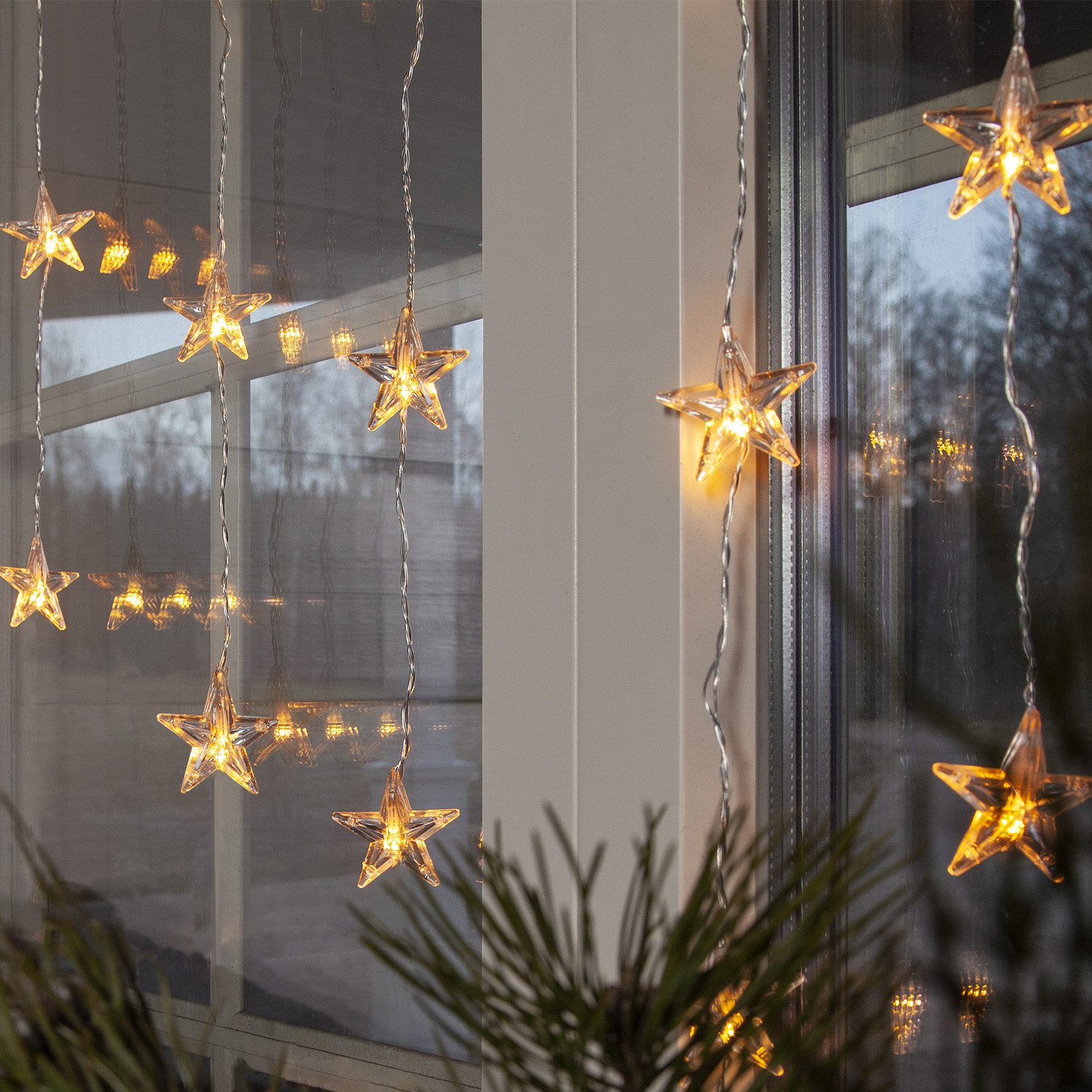 MARELIDA LED-Lichtervorhang LED Lichtervorhang 20 leuchtende Sterne 180x40c günstig online kaufen