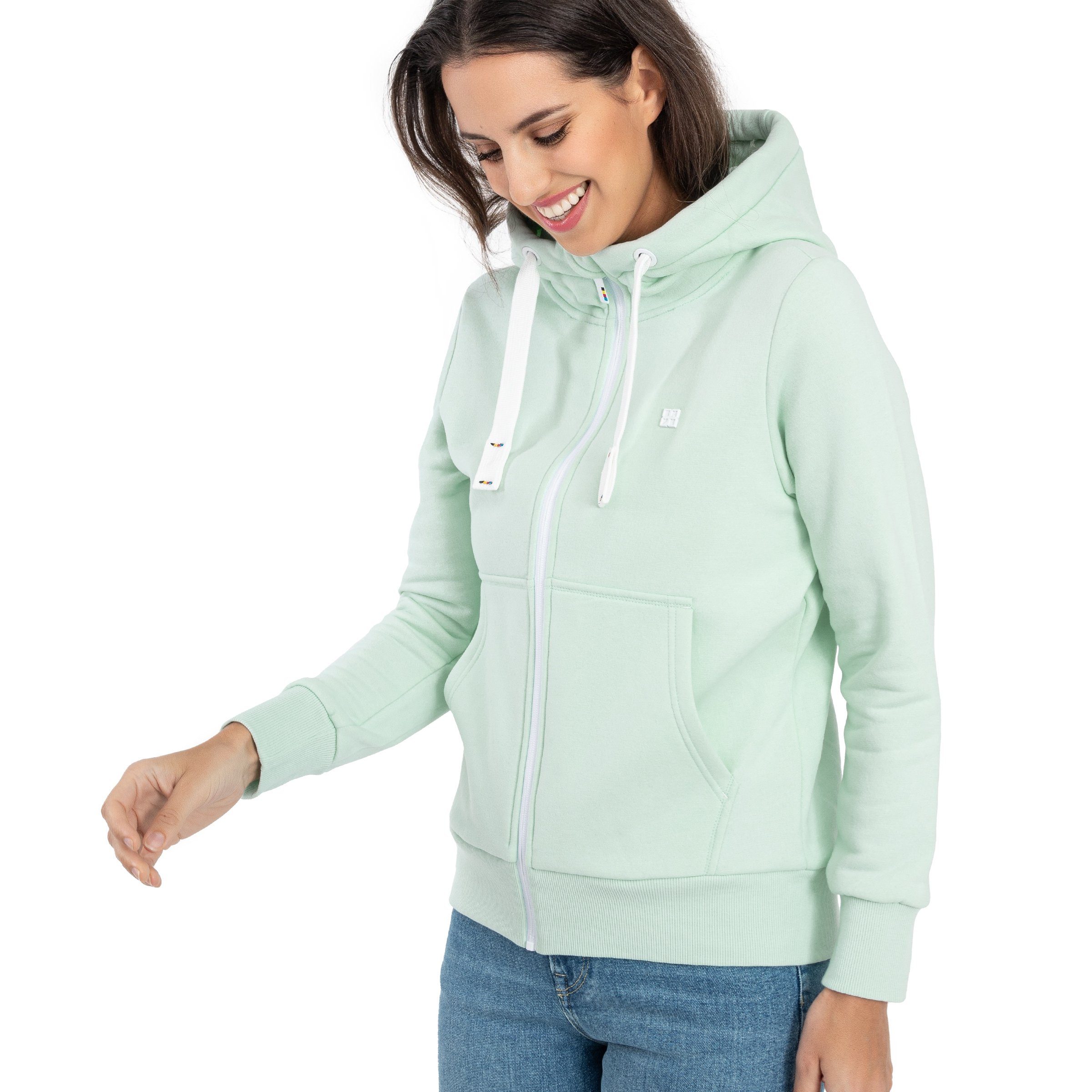 DEPROC Active Kapuzensweatjacke FinjaCMYK II weiche Fleecejacke mit Kängurutasche