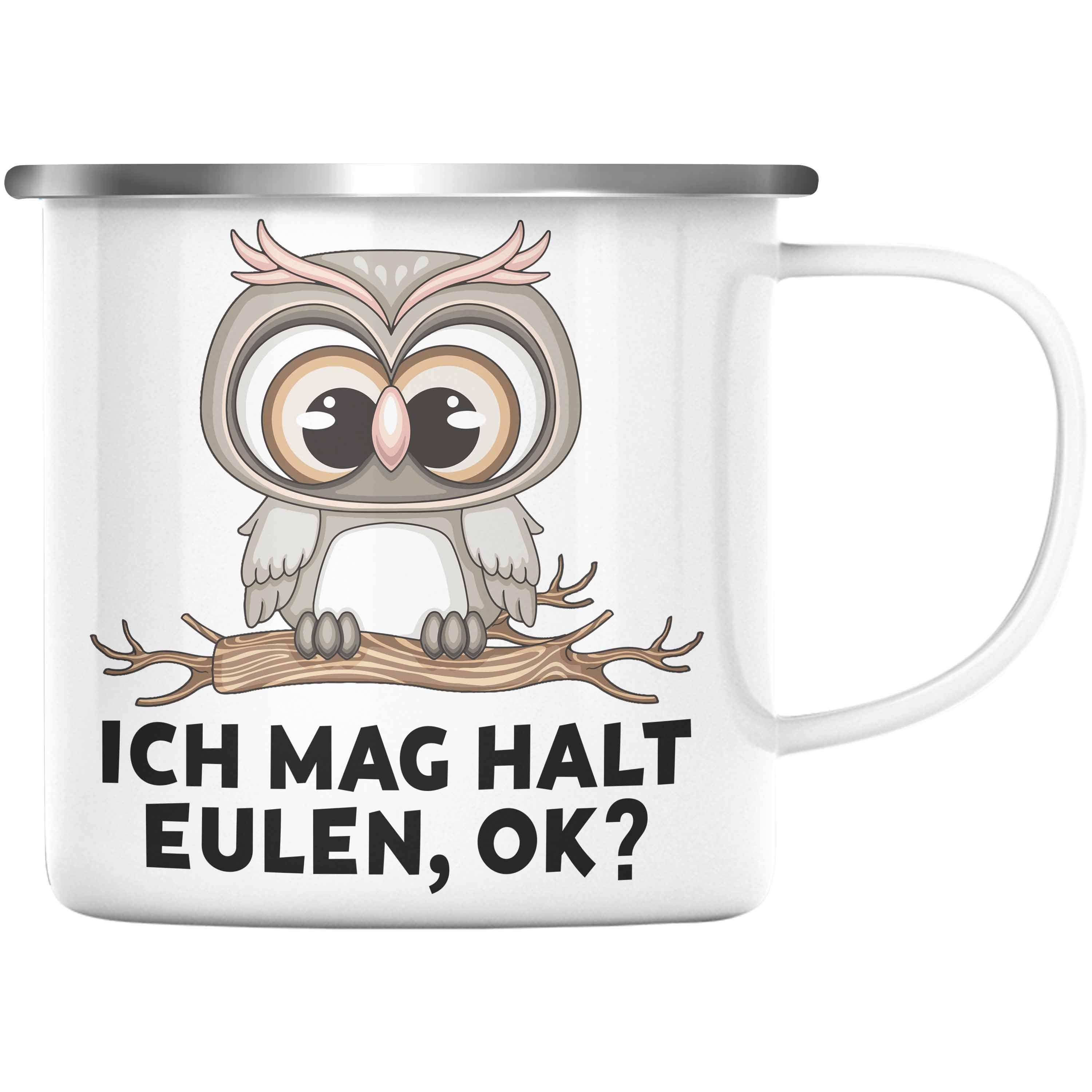 Trendation Thermotasse Trendation - Eulen Fans Emaille Tasse Geschenk Eulenliebhaber Geschenk