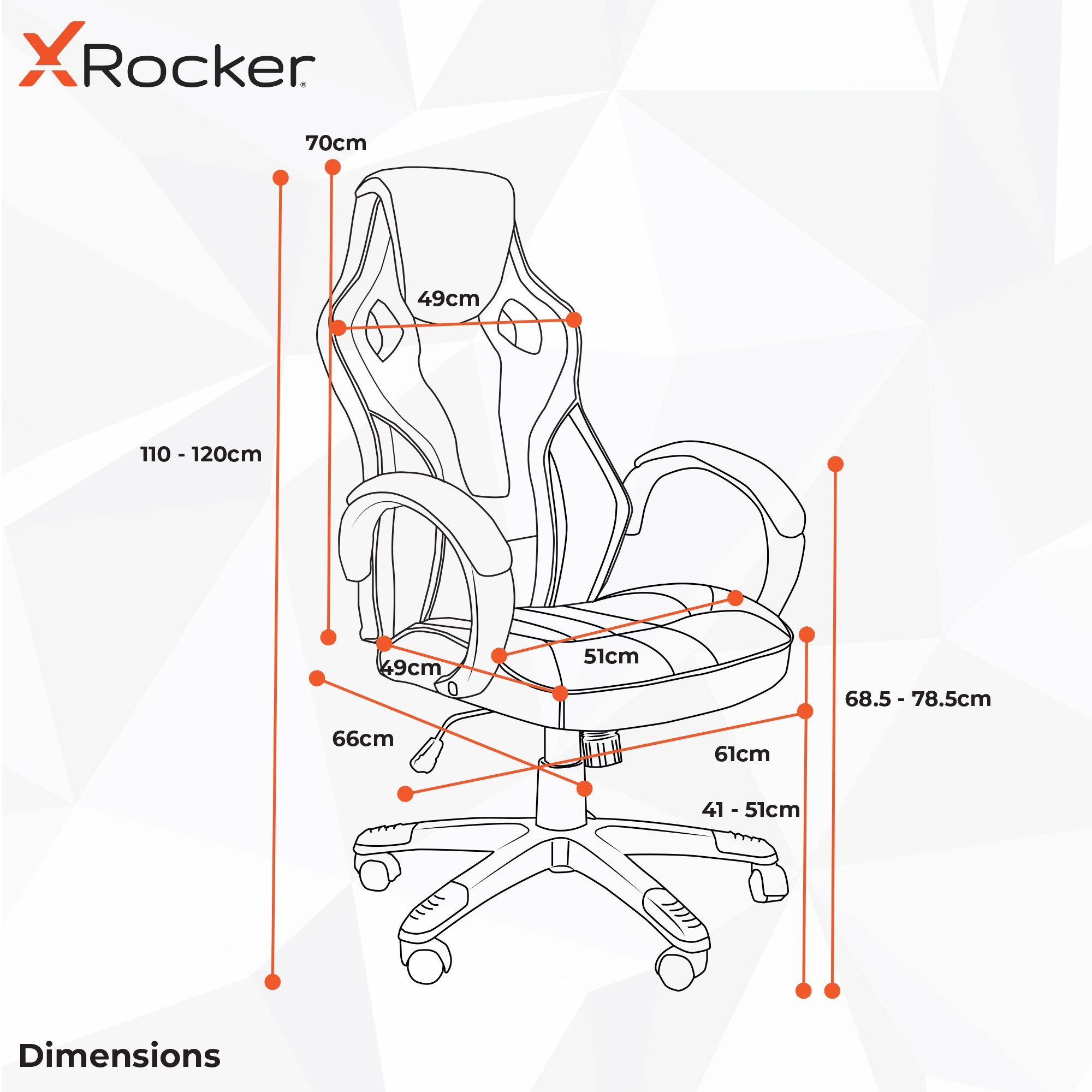 X Rocker Gaming-Stuhl Maverick - Jugendliche Erwachsene Schwarz/Weiß & Bürodrehstuhl Ergonomischer für