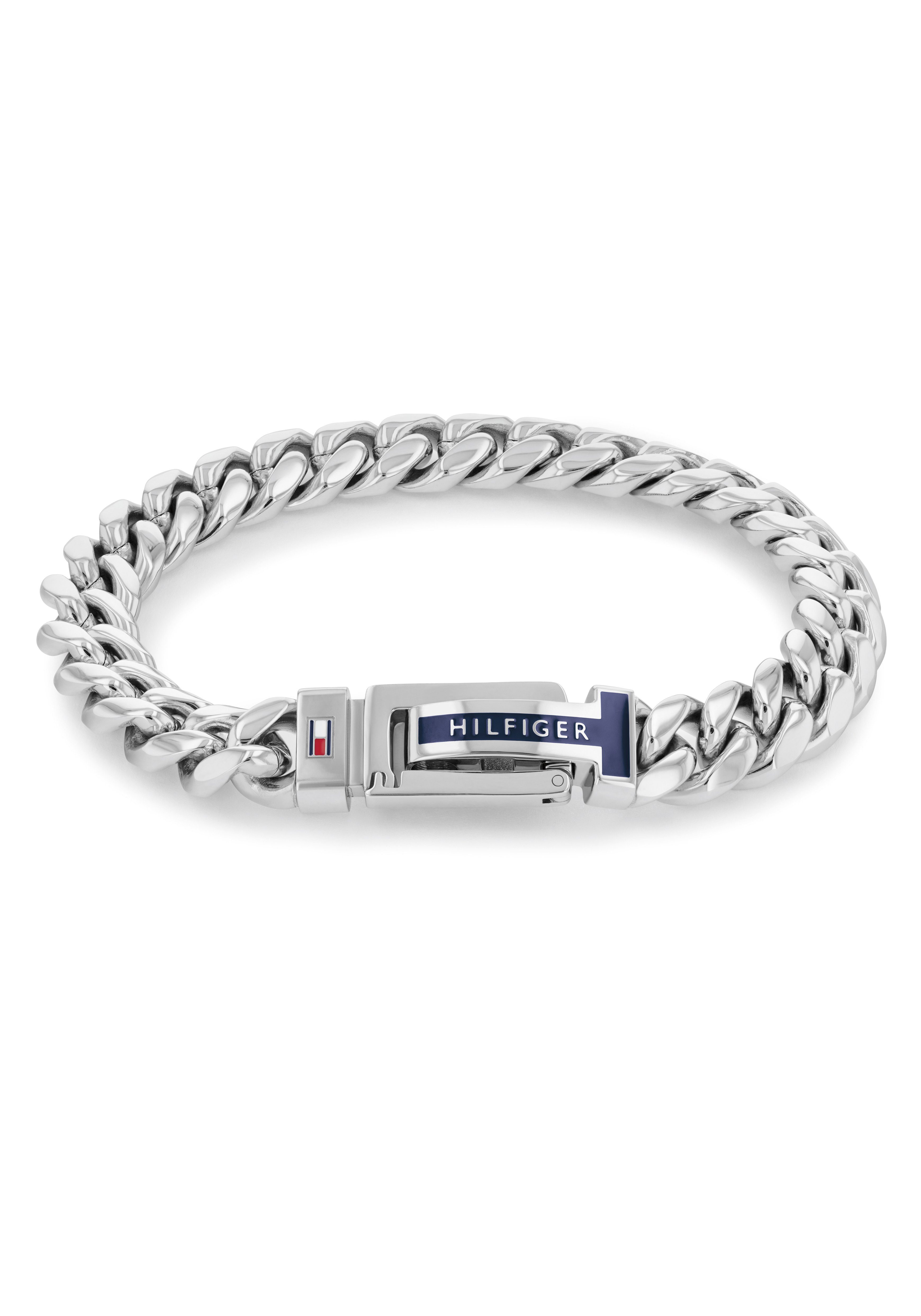 Großhandelspreis von Tommy Hilfiger Armband Schmuck Edelstahl Panzerkette, Jeans, Shirt, Sneaker, Jeans! Tommy edelstahlfarben-blau-rot-weiß zu Hoodie, Armschmuck