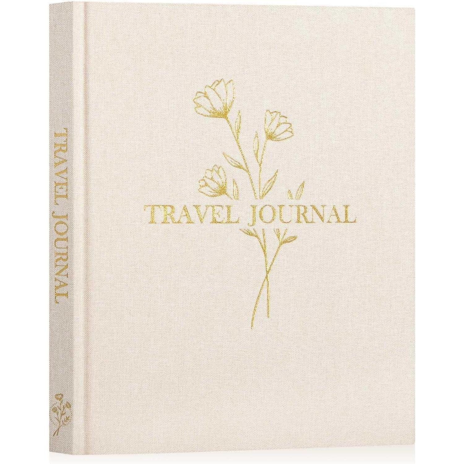 LuxusKollektion Reisetagebuch Reisetagebuch Notizbuch 110 Seiten Leinen Geschenk Englisch Beige