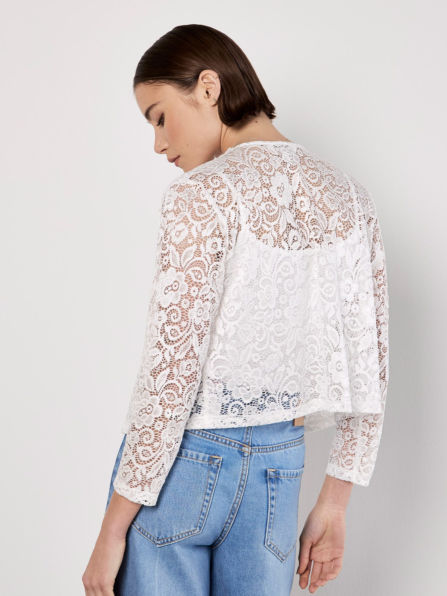 Apricot Cardigan Spitzen-Blazer mit Revers