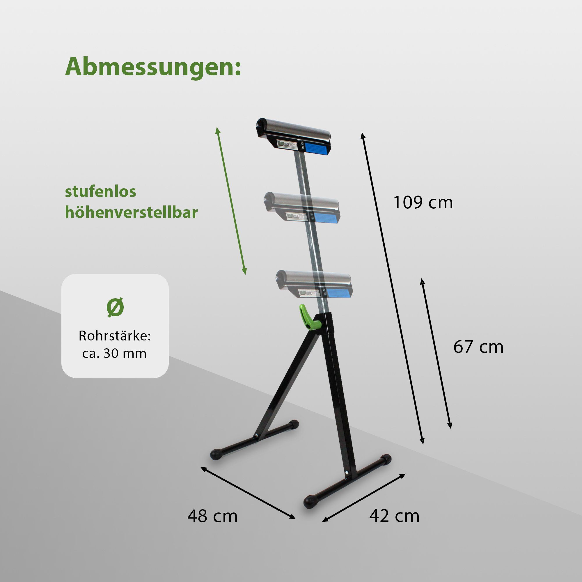 TRUTZHOLM Scaffold 2x Roller Stand 90 kg Height Adjustable up to 109cm 30 cm Roller Width, (Value Set), Foldable