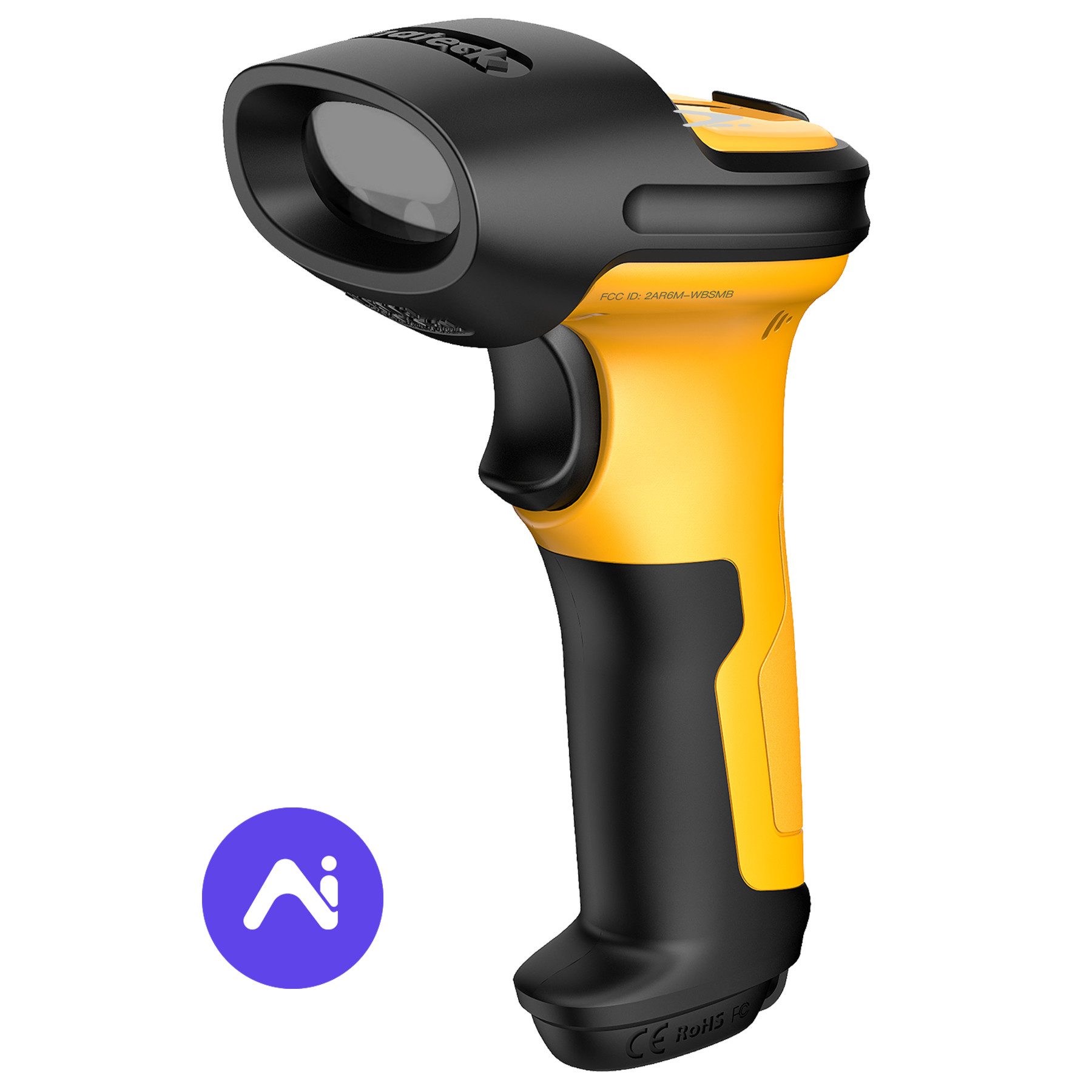 Inateck Barcode Scanner Wireless mit AI, Akku mit 2600 mAh, 60 m Reichweite Handscanner, (Automatisches Abtasten für Schnelles und Präzises Scannen)