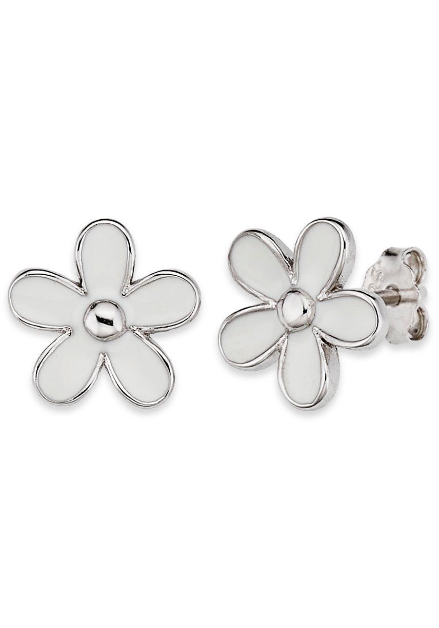 Bruno Banani Paar Ohrstecker Schmuck Geschenk Silber 925 Ohrschmuck Ohrringe Blume, mit Emaille