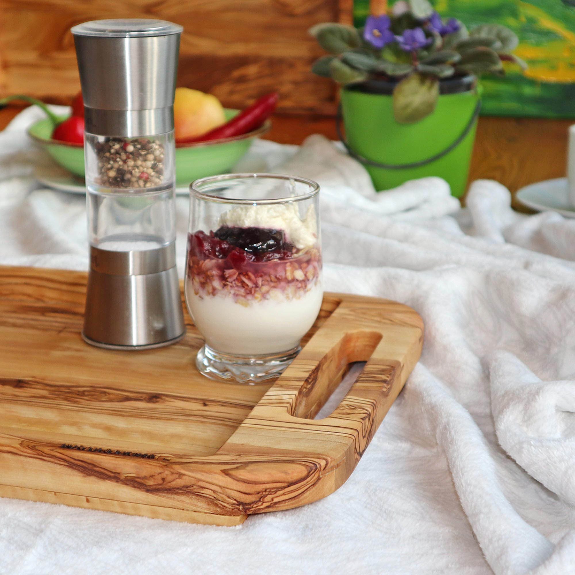 NATUREHOME Tablett Holztablett mit Griff NH-F, Olivenholz, (40x28cm / 50x35 cm), Massivholz, Handarbeit, Nachhaltig