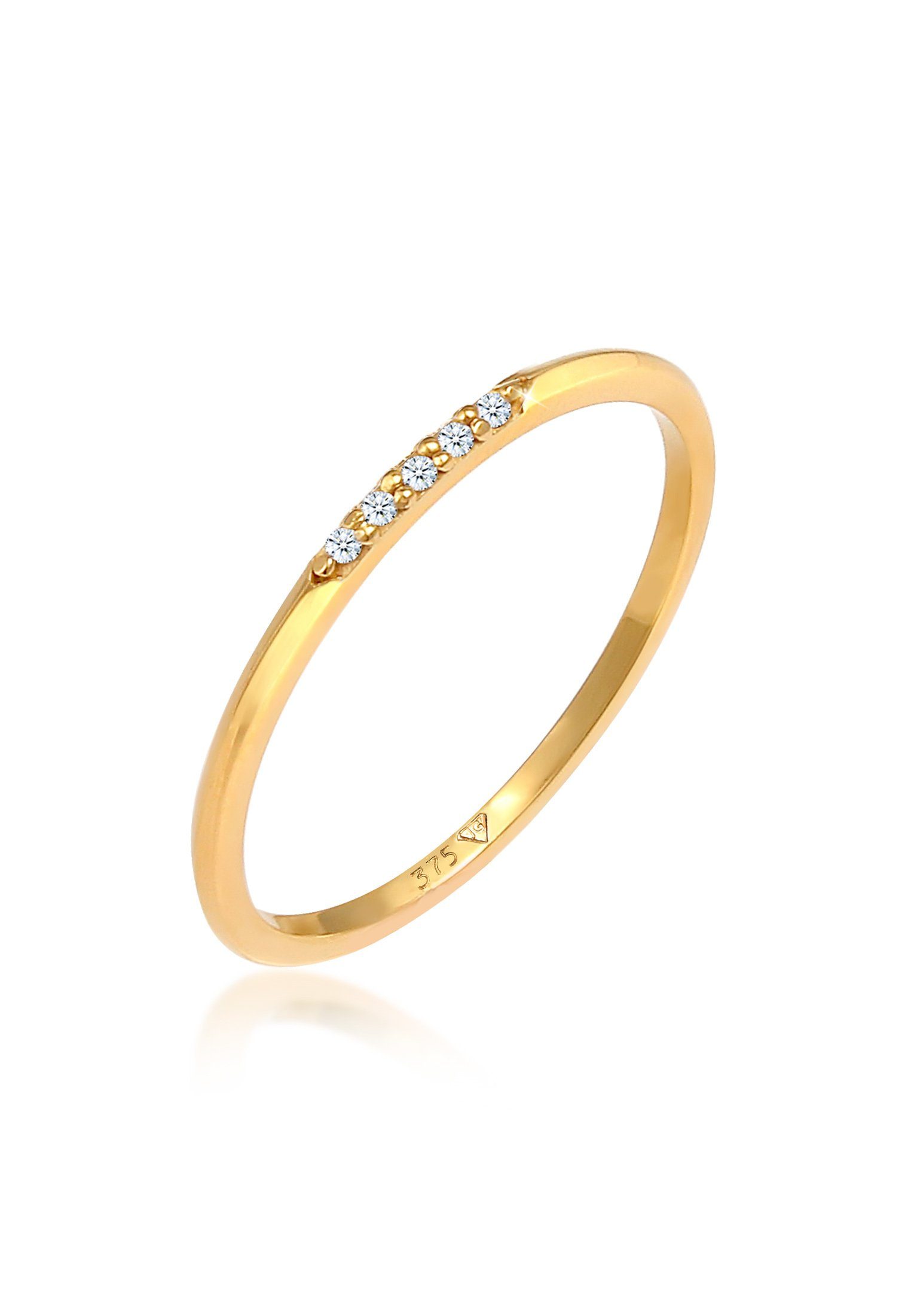 Damen Schmuck Elli DIAMONDS Diamantring Bandring Verlobung Diamanten Elegant Fein 375 Gold, Microsetting