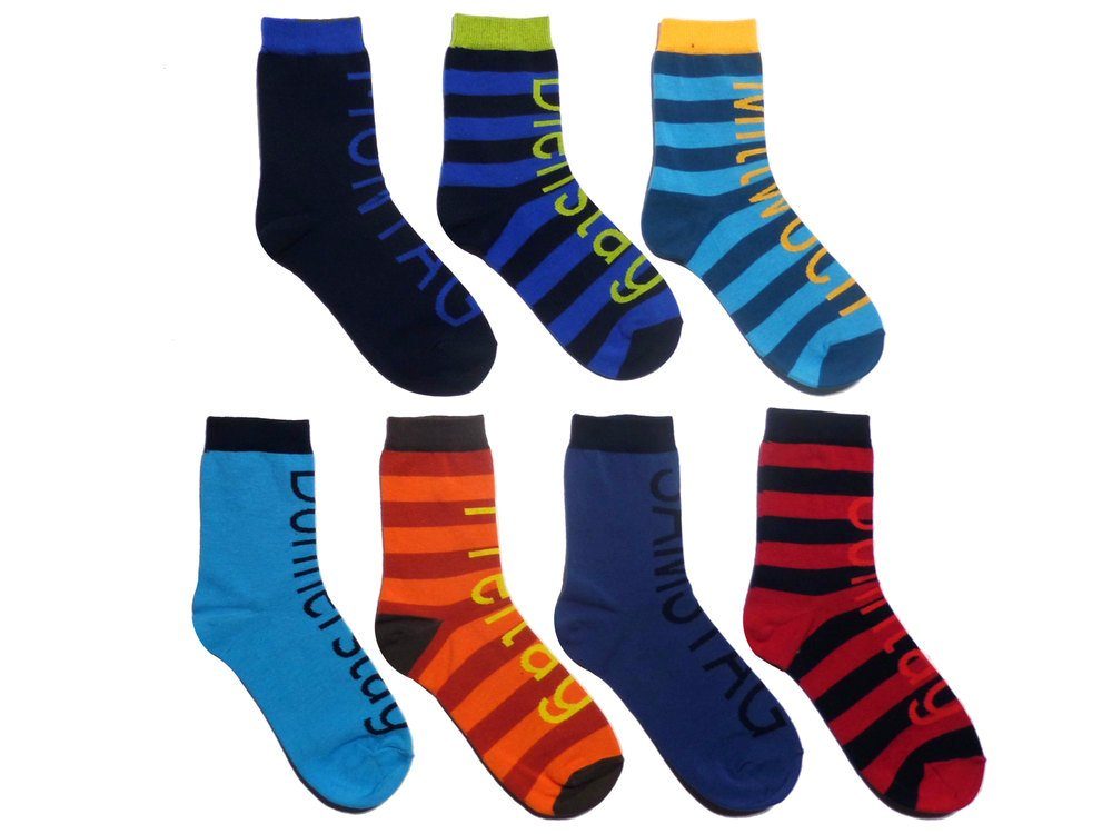 Basicsocken Socken Set für Jungs und Herren >>Wochentage<< weiche Baumwolle