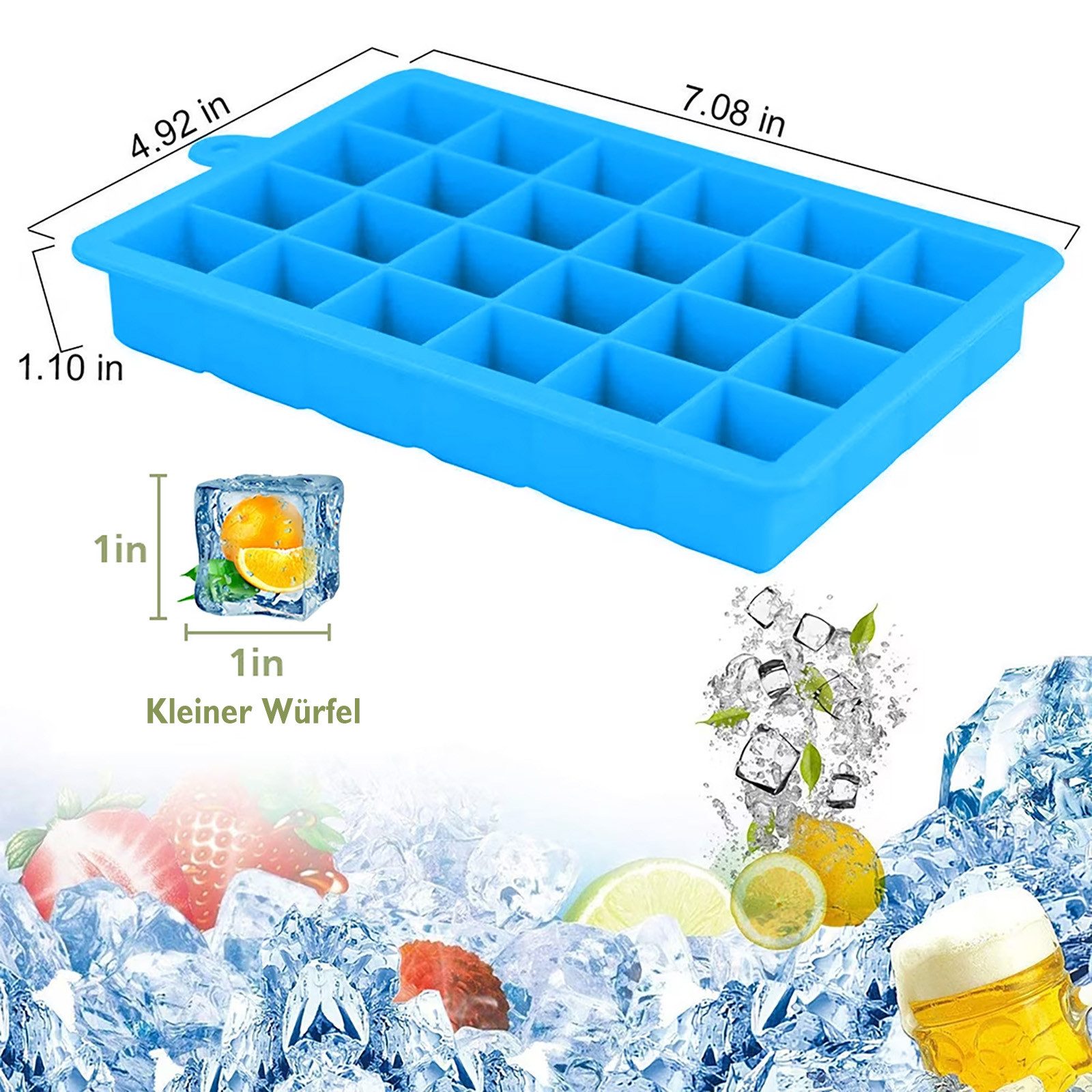HUGERSTONE Eiswürfelform 3 Pack Eiswürfelbehälter mit Deckel, Silikon Eiswürfelform, BPA frei, (Set, 24 x Eiswürfelformen, 72 Eiswürfel 3-tlg), Stapelbar, Leichtes Herauslösen, Spülmaschinenfest