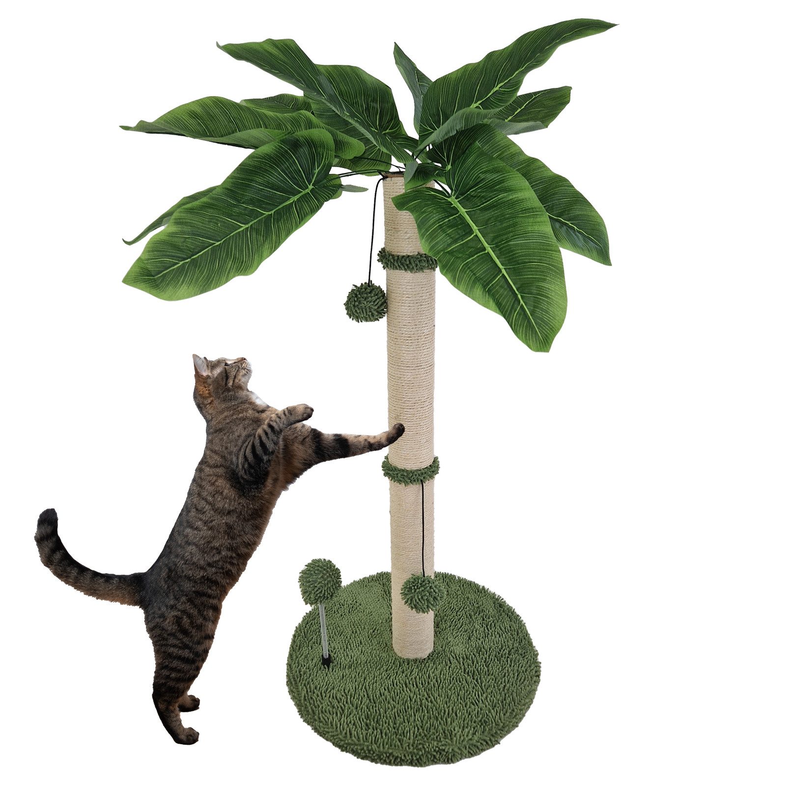 Kratzbaum Palme 85 cm Höhe mit Frottee & Sisal Kratzsäule zum Kratzen Spielen