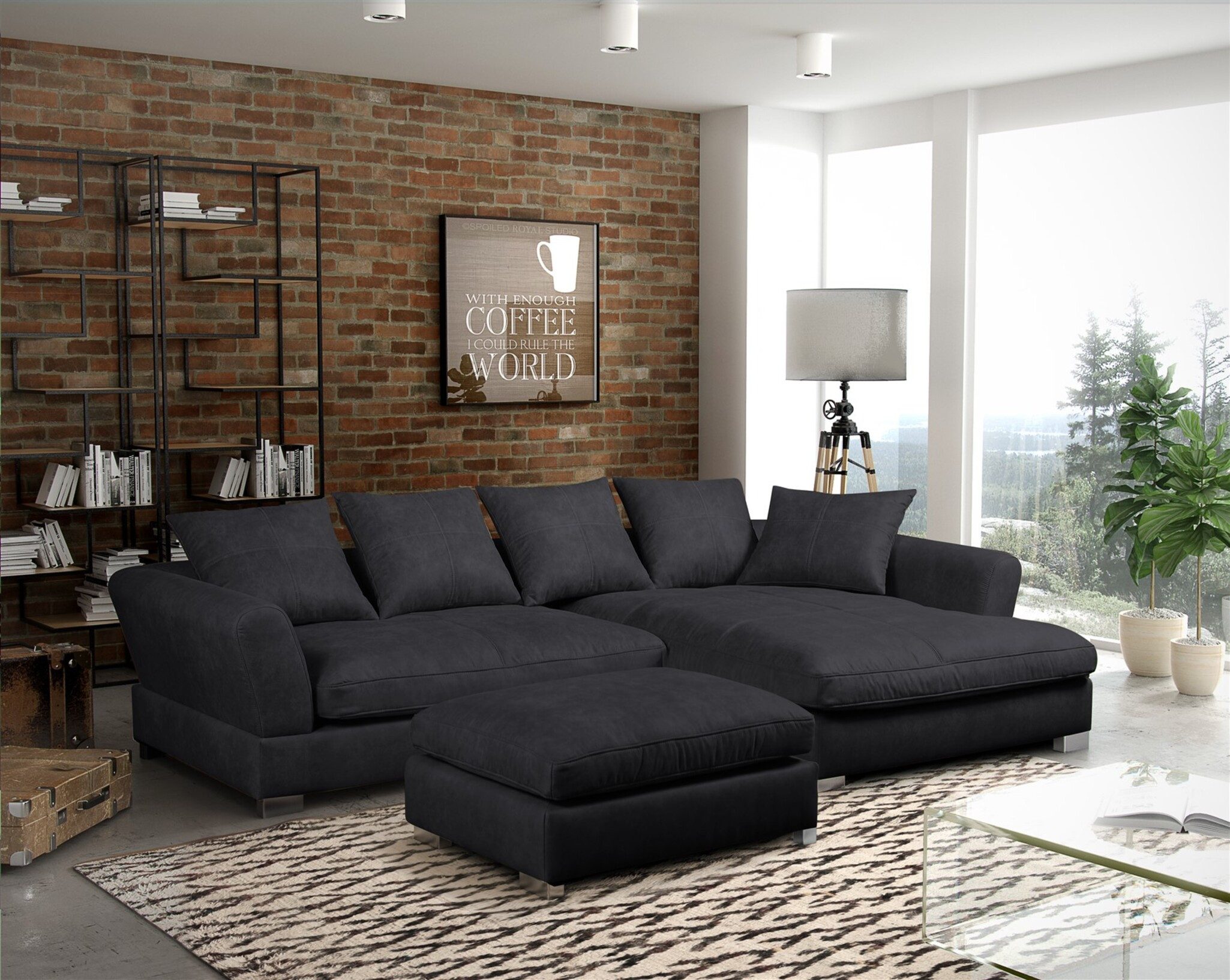 Fun Möbel Ecksofa Sofa inkl. Hocker TIZIAN Wildleder Preston, Ecksofa inkl. Hocker