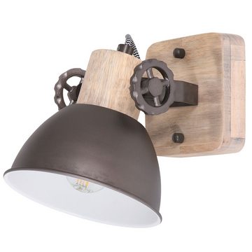 Steinhauer LIGHTING Wandleuchte, Leuchtmittel nicht inklusive, Retro Wand Leuchte Eichenholz Strahler anthrazit Wohn