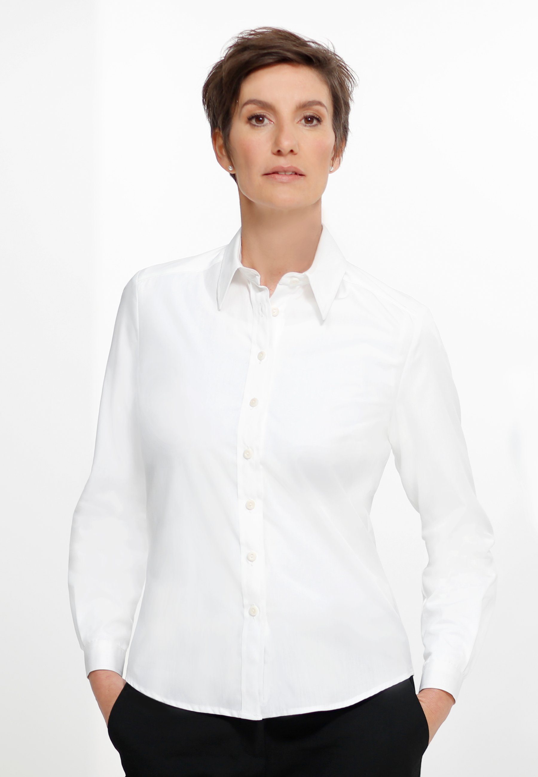 schmidbauer·MODE Klassische Bluse Elegantes Damenoberteil Blusenshirt aus Biobaumwolle, Blauer Engel Zertifiziert