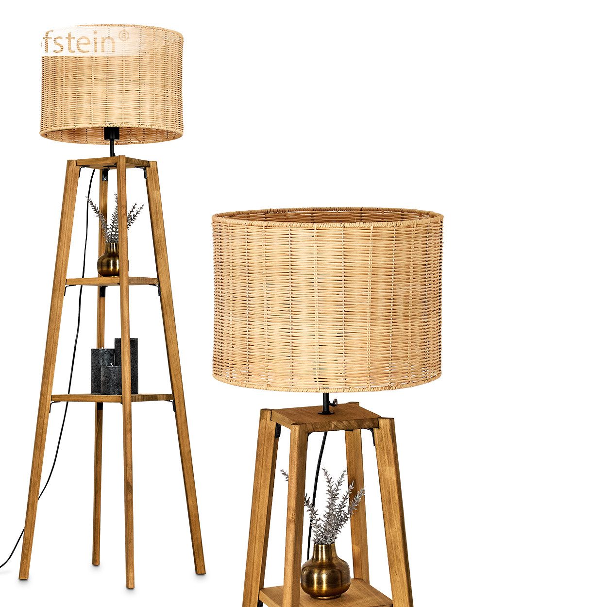 Stehlampe Stehlampe aus Holz/Rattan in Naturfarben