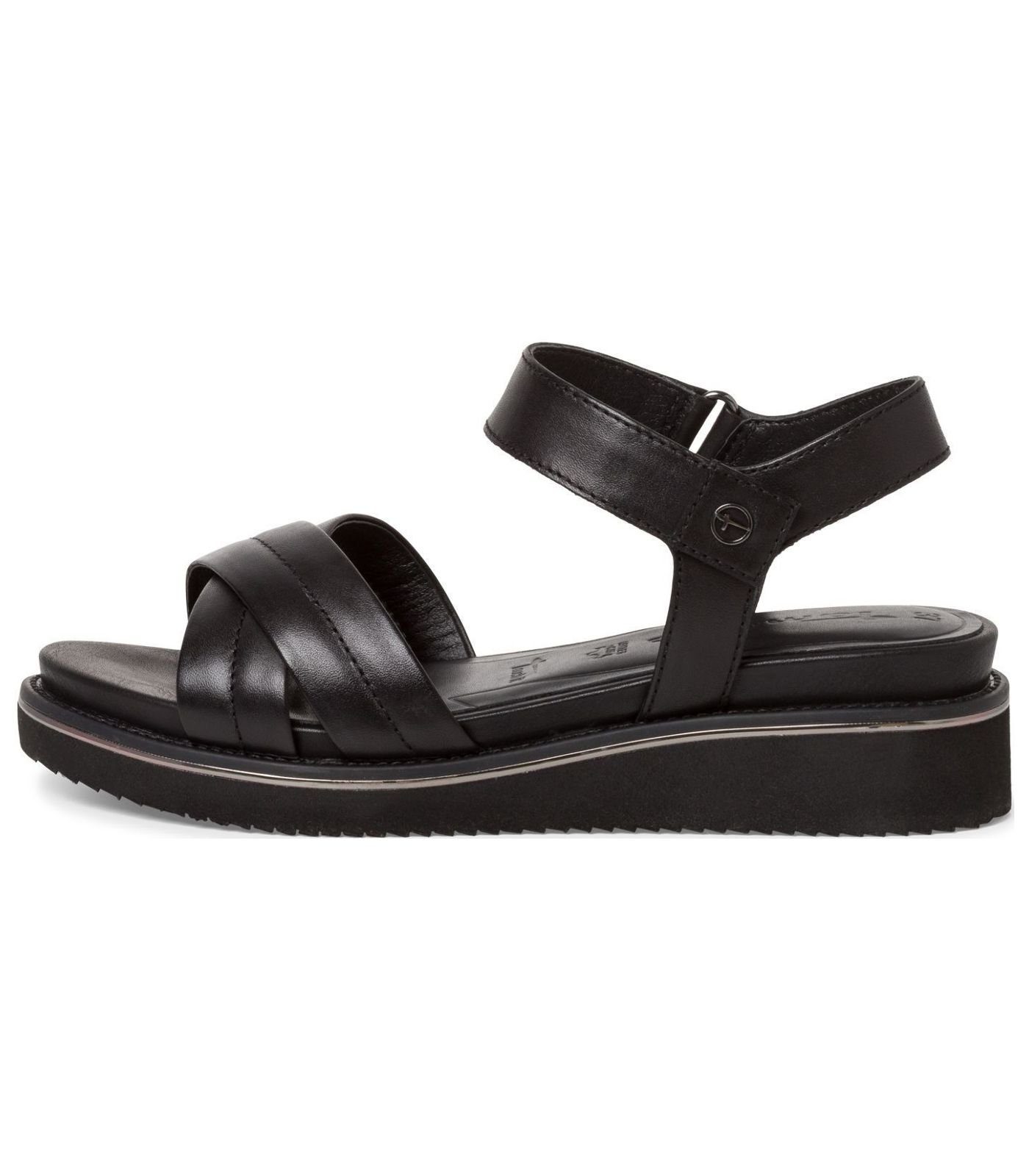 Tamaris Sandalen Leder Keilsandalette Schwarz (BLACK LEATHER)