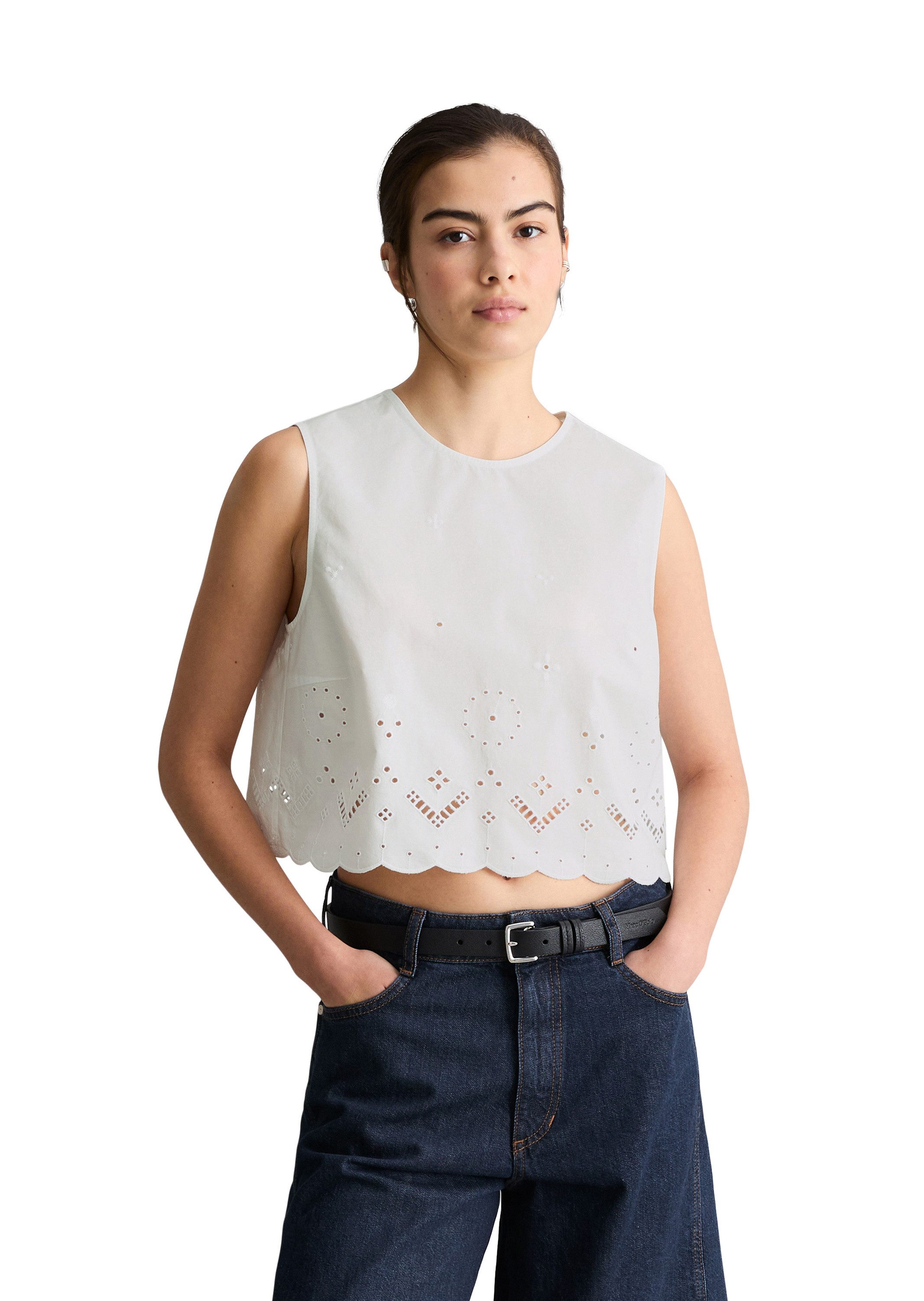 Marc O'Polo DENIM Blusentop mit Broderie Anglaise