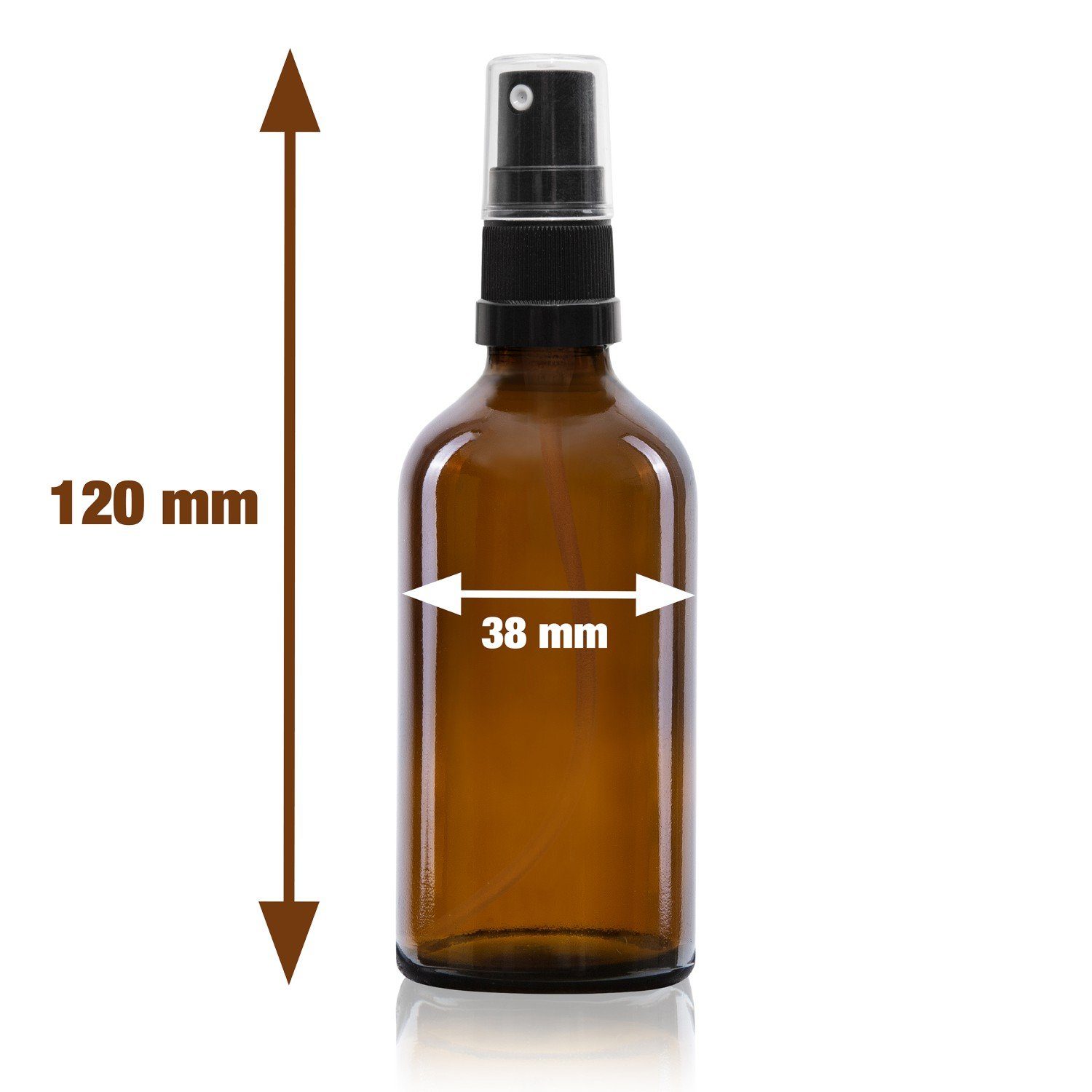 Oputec Sprühflasche 5 x 50ml Braunglas - Sprühflasche, schwarzer Zerstäuber + 5 Etiketten, (Sparset, 5x 50ml) – Bild 3 von 4