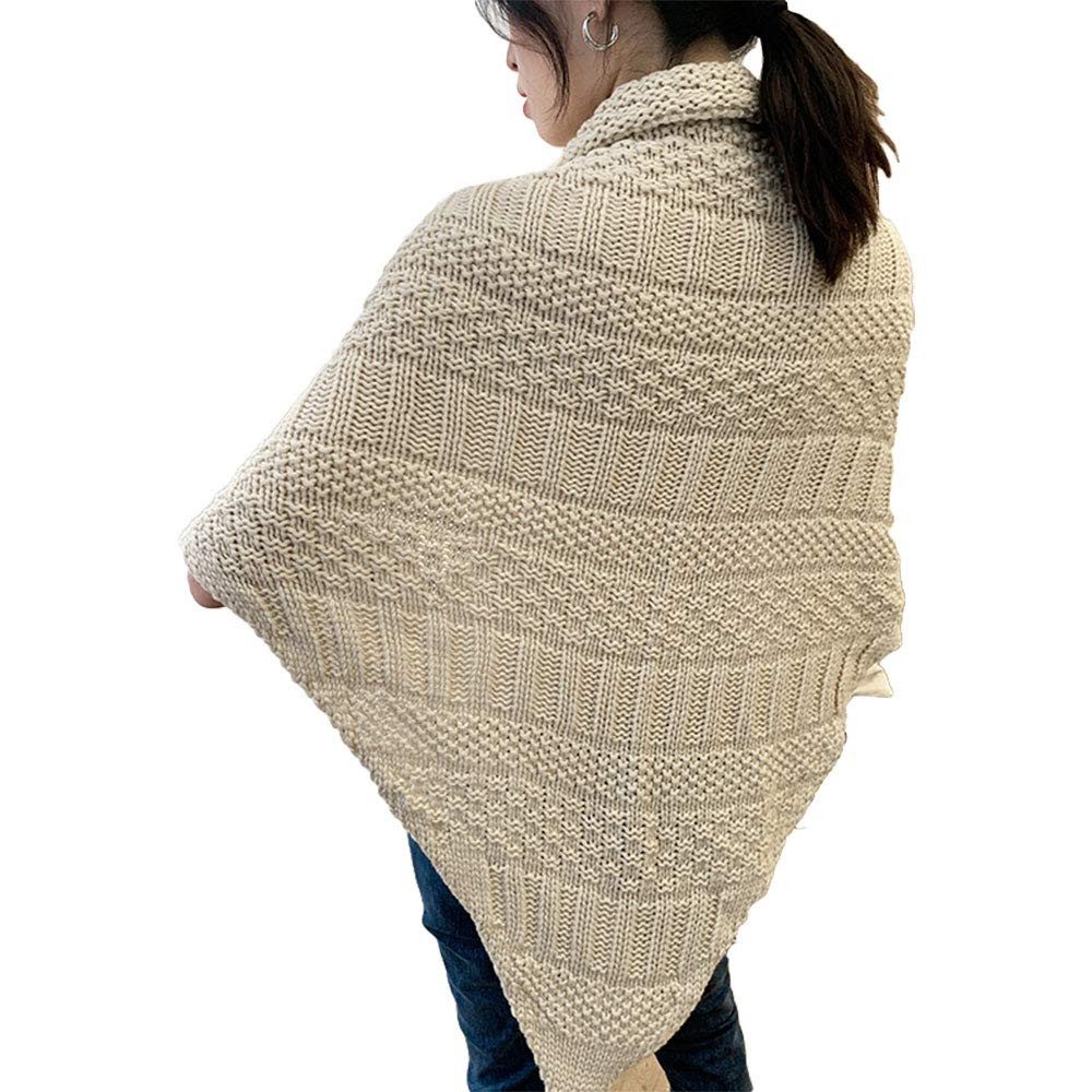nsihing Modeschal Damen Dreieckschal Schultertuch Strickwolle Warm Umschlagtuch, (Warmer gestrickter Dreiecksschal aus Strickwolle), ideal für Frühling, Herbst  – Bild 4 von 5