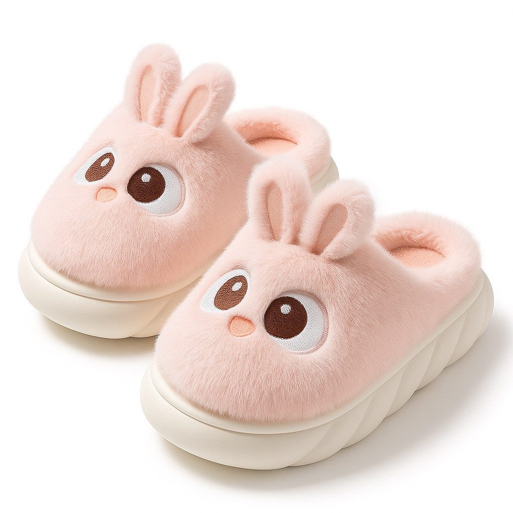 Corimori Plüsch Häschen Pantoffeln, süße Hasen Designs Plüsch Hausschuhe (Packung, Geschenk) kuschelig weiche Slipper für Kinder und Erwachsene, EU Größe 34-35