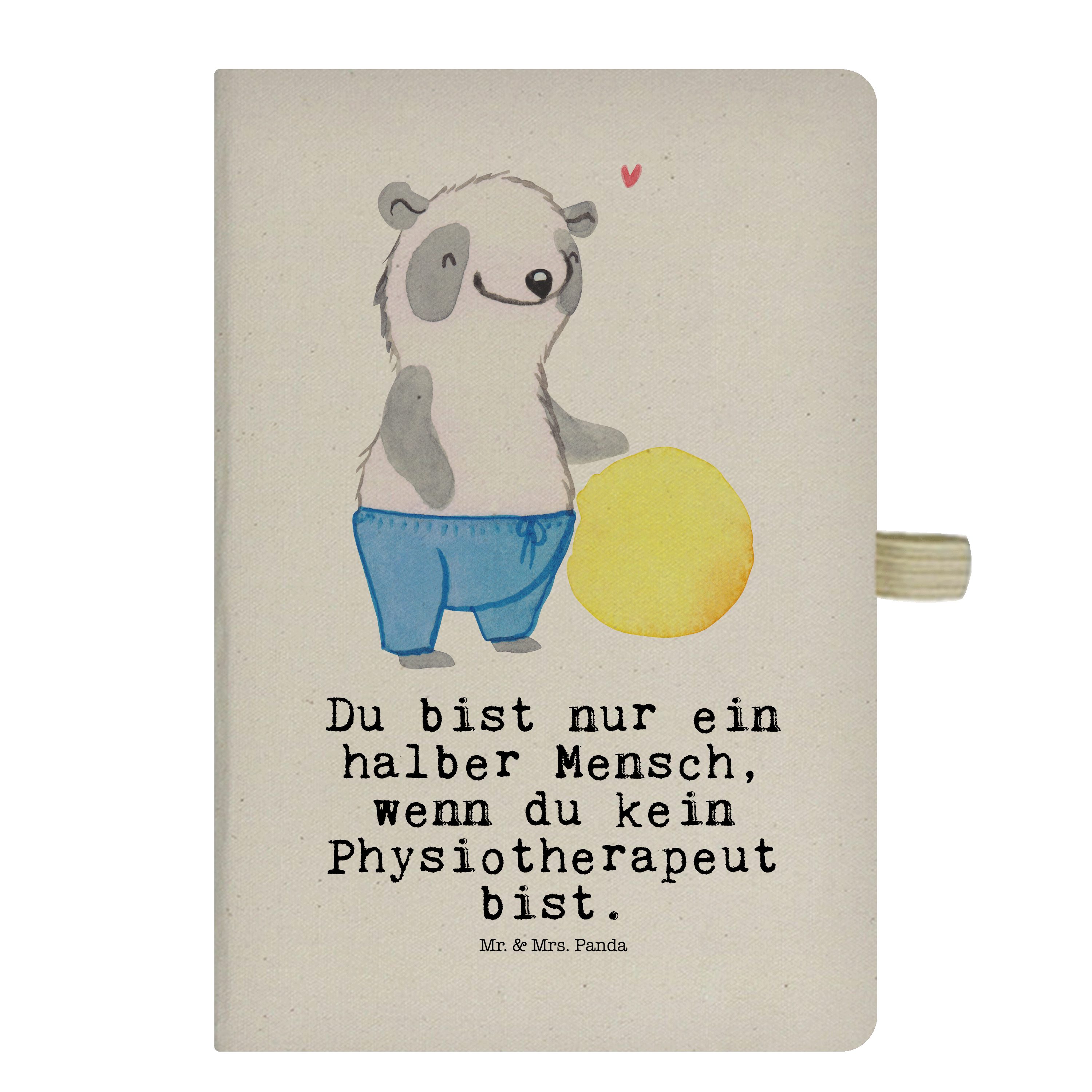 Schreibbu Geschenk, - Mr. Mrs. Mrs. & Herz Panda & Notizen, - Mr. Physiotherapeut Transparent mit Notizbuch Panda