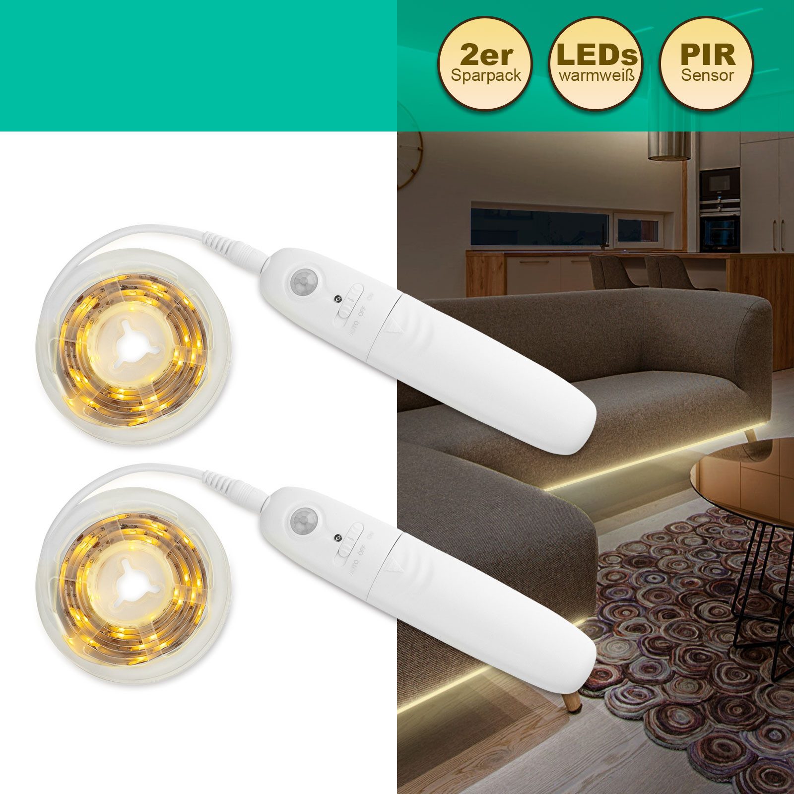 EAXUS LED-Streifen 30 LED Strip mit Bewegungssensor und Helligkeitssensor - günstig online kaufen